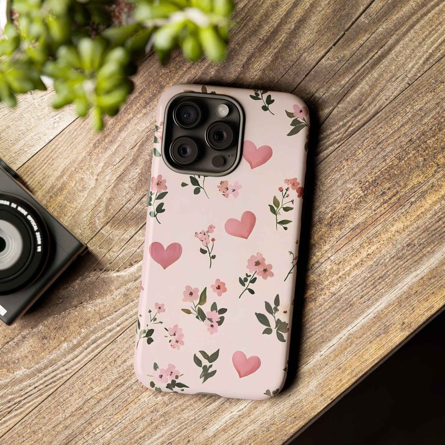 iPhone Case – Cute Pink Heart Flower Design