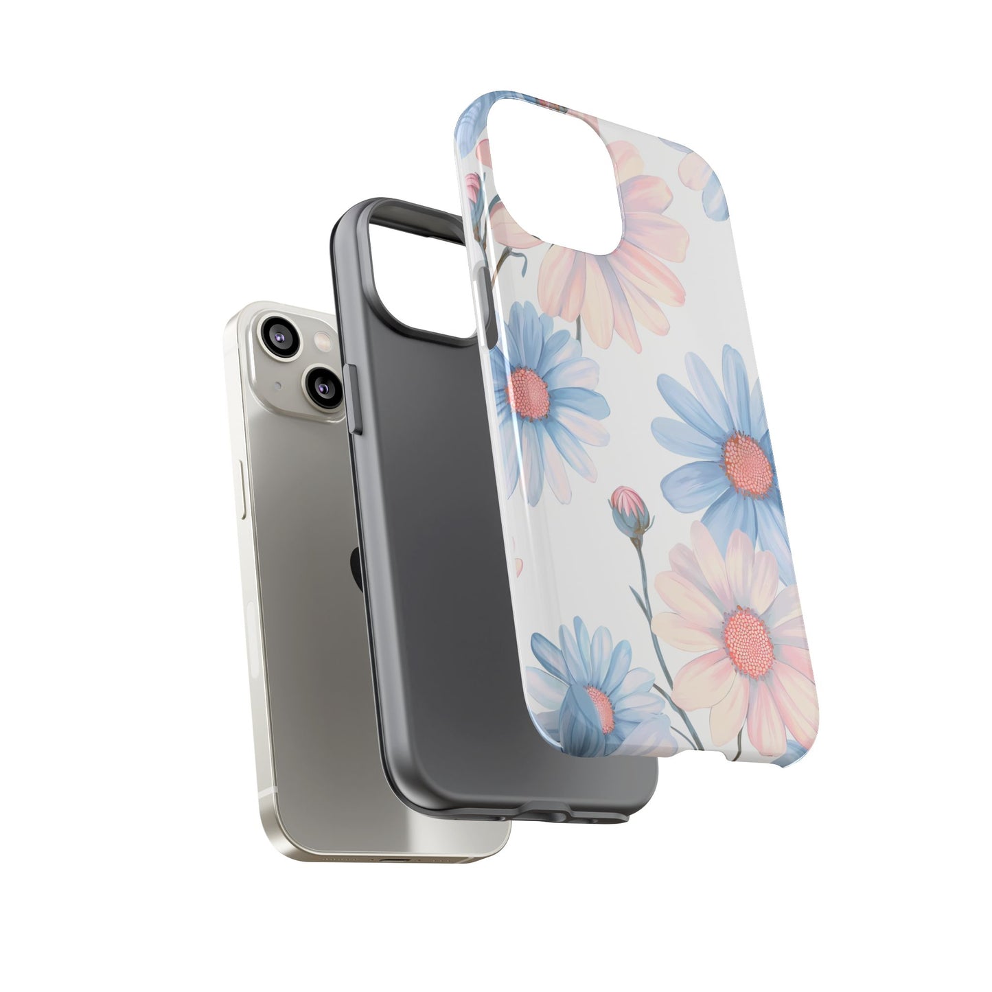 Cute iPhone Case – Blue and Pink Flowers