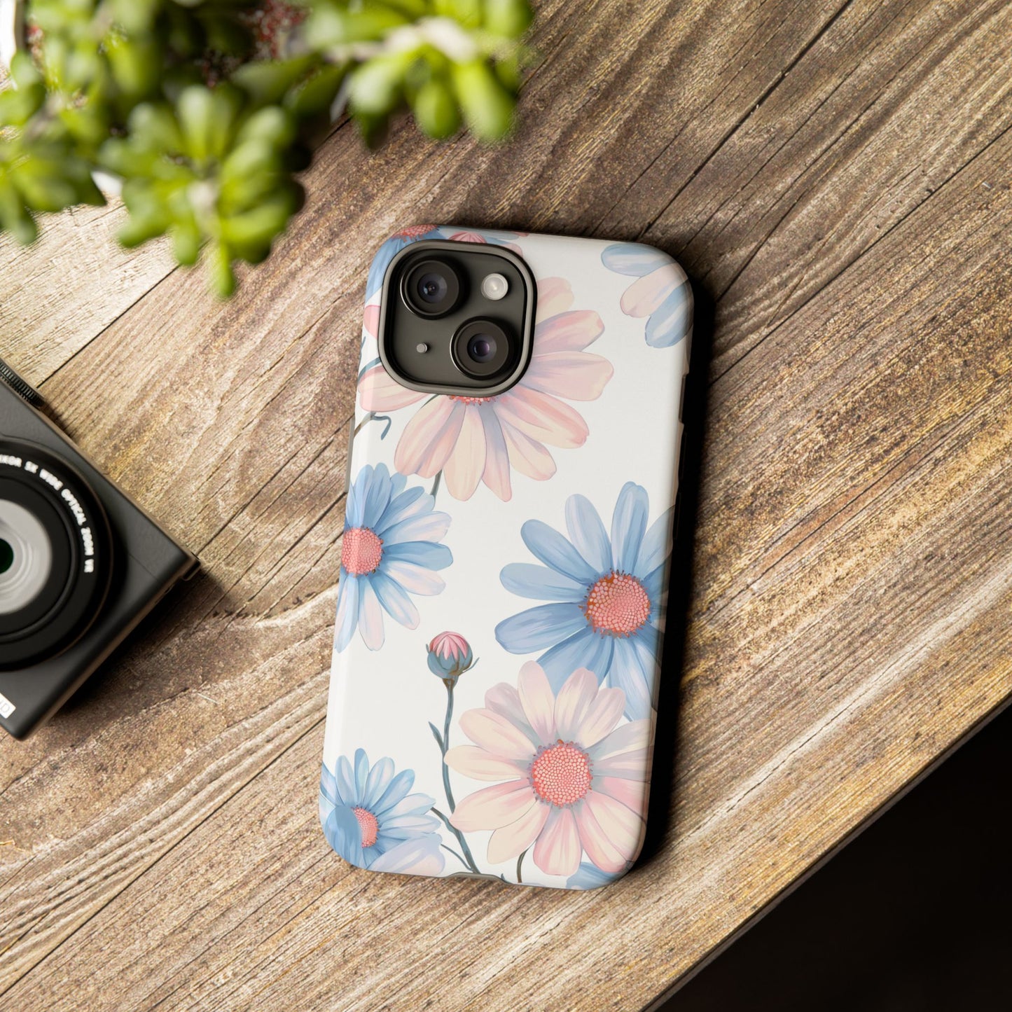 Cute iPhone Case – Blue and Pink Flowers