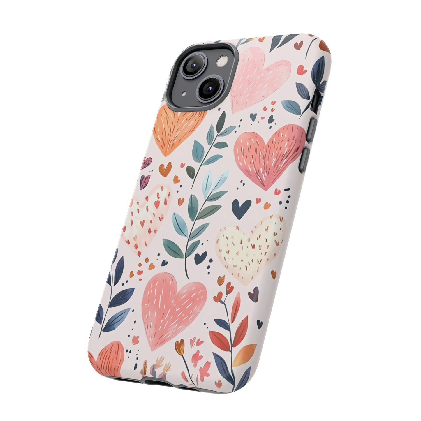 iPhone Case Cute Pink Heart Flower Phone Case Durable Trendy iPhone Tech Accessories