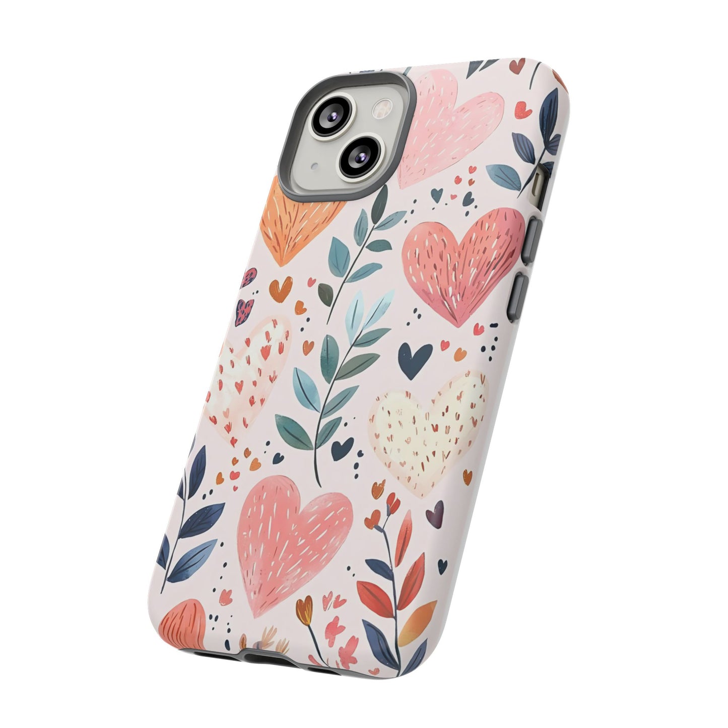 iPhone Case Cute Pink Heart Flower Phone Case Durable Trendy iPhone Tech Accessories