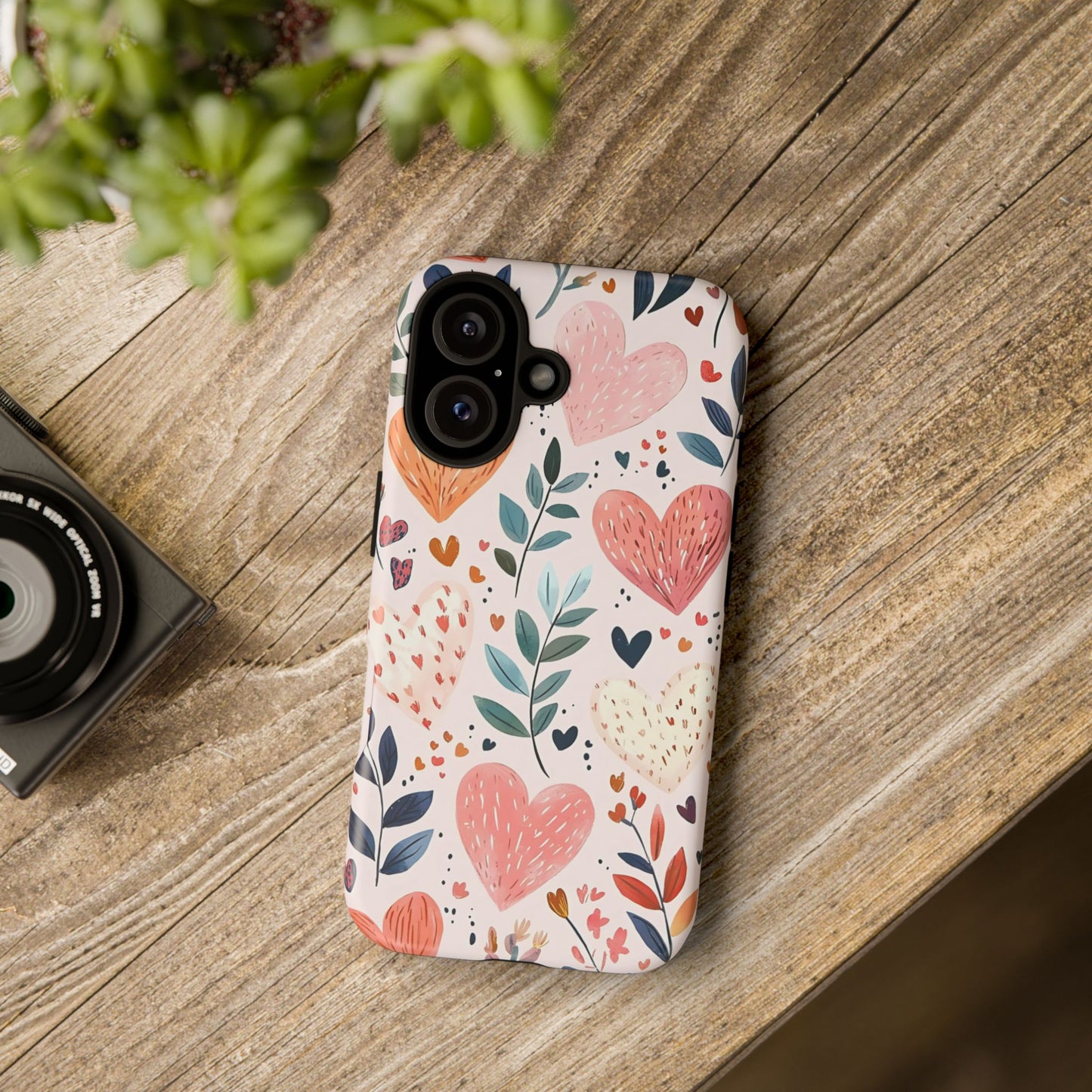 iPhone Case Cute Pink Heart Flower Phone Case Durable Trendy iPhone Tech Accessories