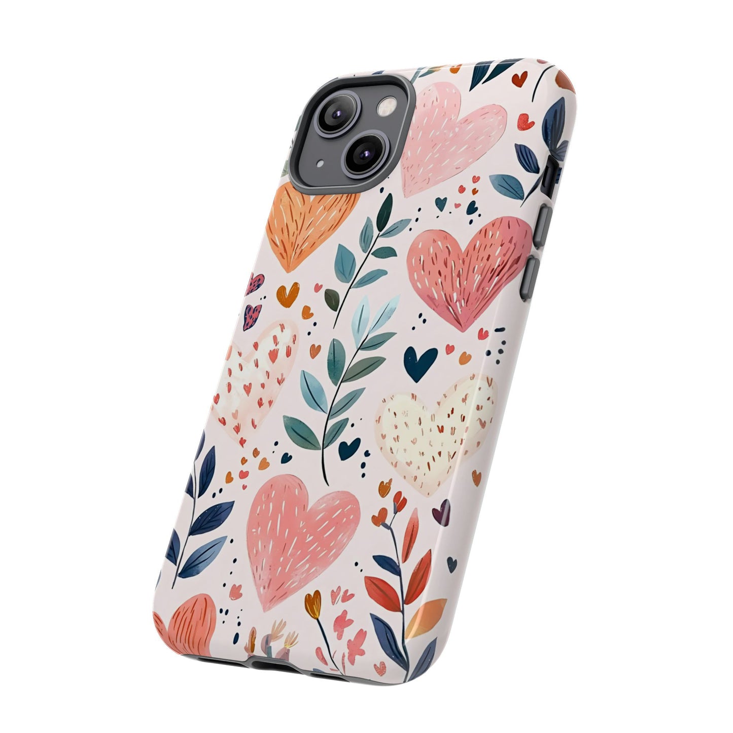 iPhone Case Cute Pink Heart Flower Phone Case Durable Trendy iPhone Tech Accessories