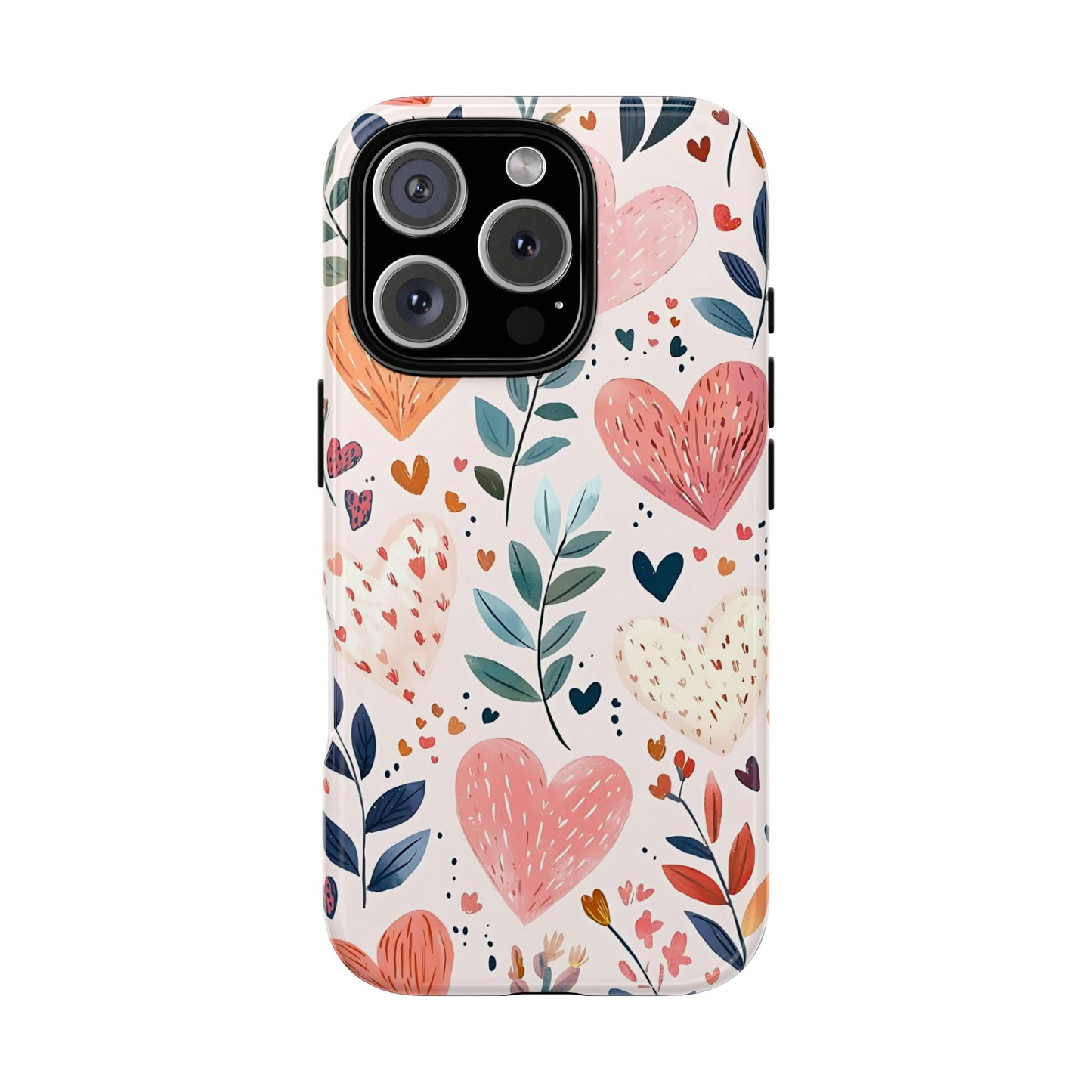 iPhone Case Cute Pink Heart Flower Phone Case Durable Trendy iPhone Tech Accessories