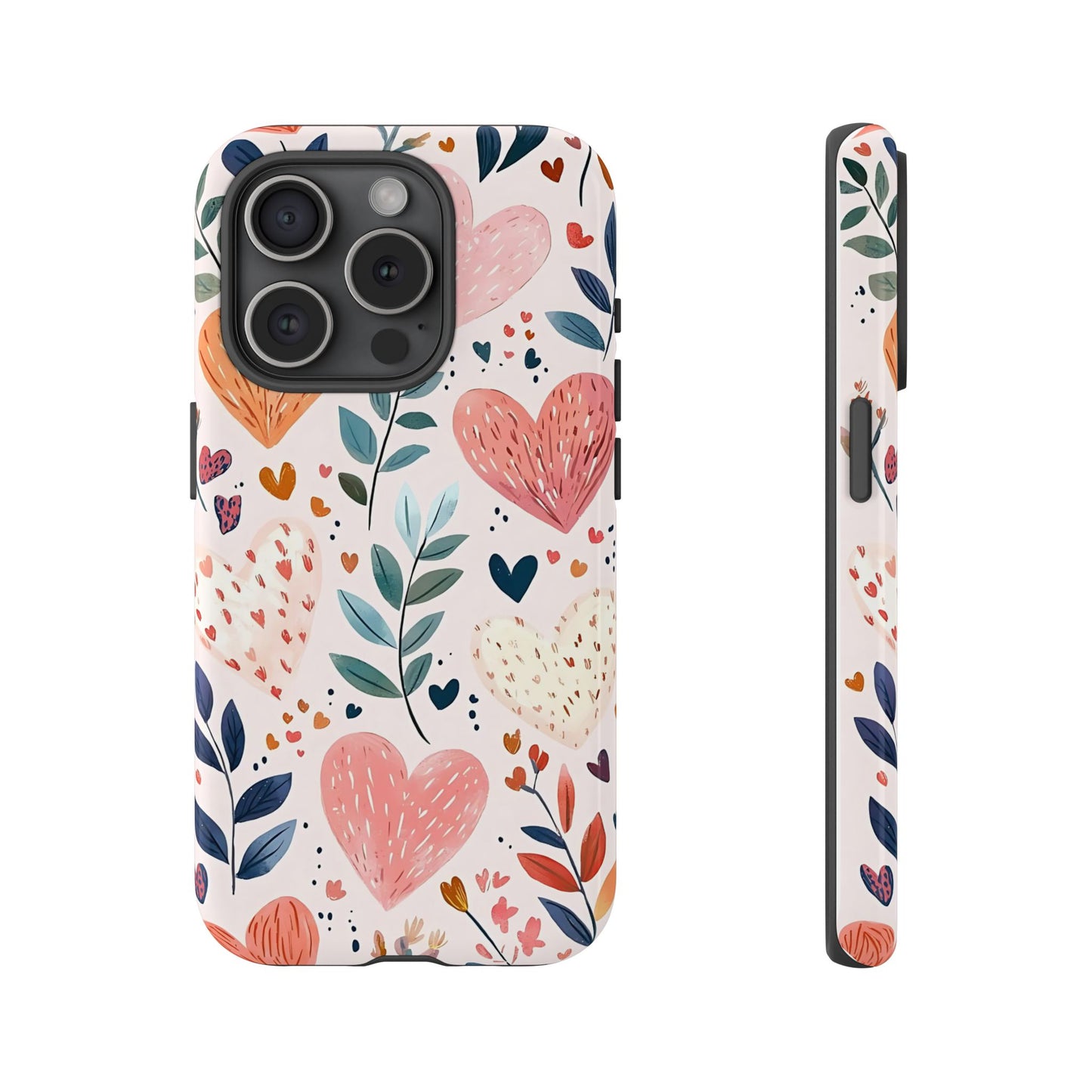 iPhone Case Cute Pink Heart Flower Phone Case Durable Trendy iPhone Tech Accessories