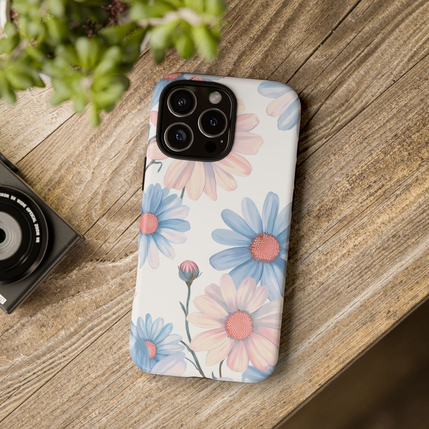 Cute iPhone Case – Blue and Pink Flowers