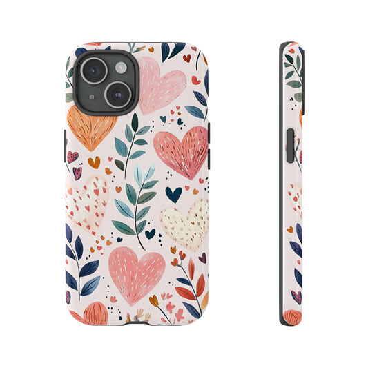 iPhone Case Cute Pink Heart Flower Phone Case Durable Trendy iPhone Tech Accessories