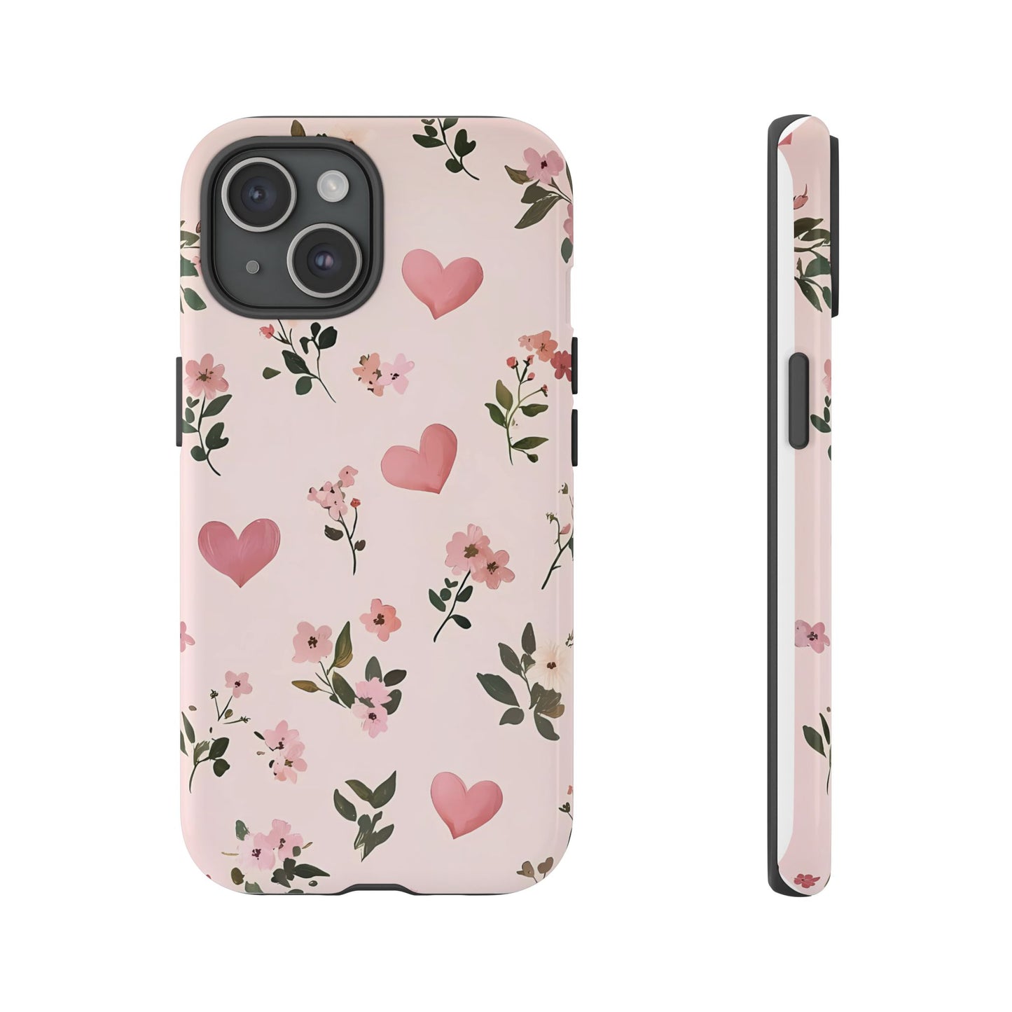 iPhone Case – Cute Pink Heart Flower Design