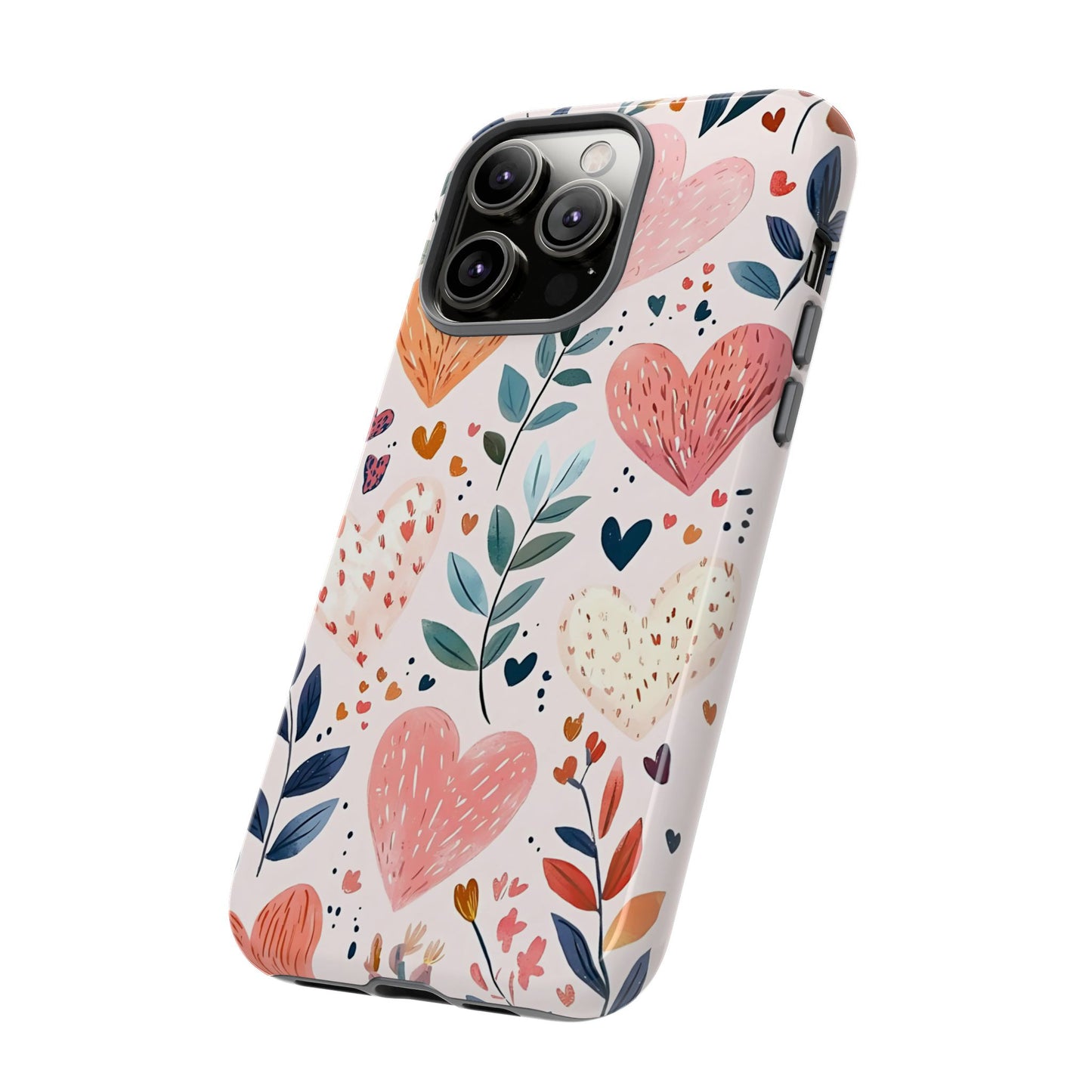 iPhone Case Cute Pink Heart Flower Phone Case Durable Trendy iPhone Tech Accessories