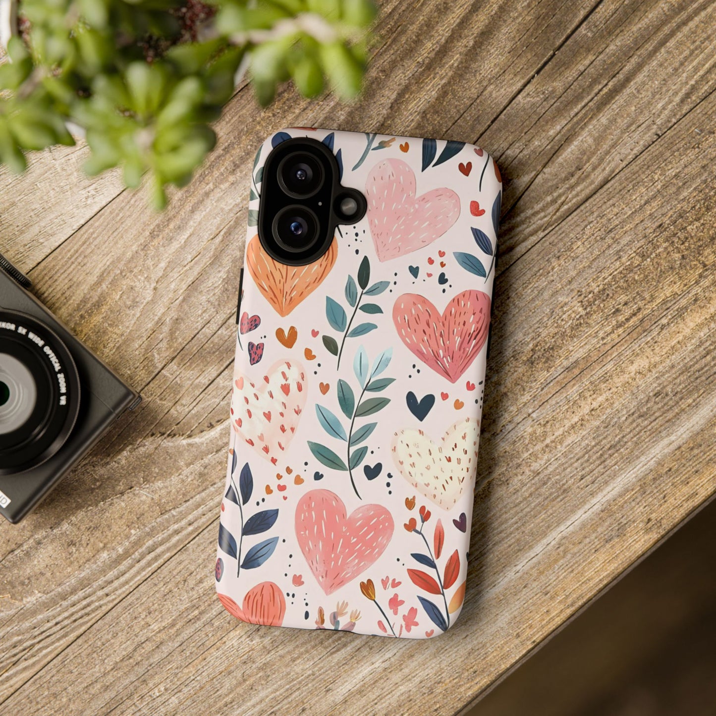 iPhone Case Cute Pink Heart Flower Phone Case Durable Trendy iPhone Tech Accessories