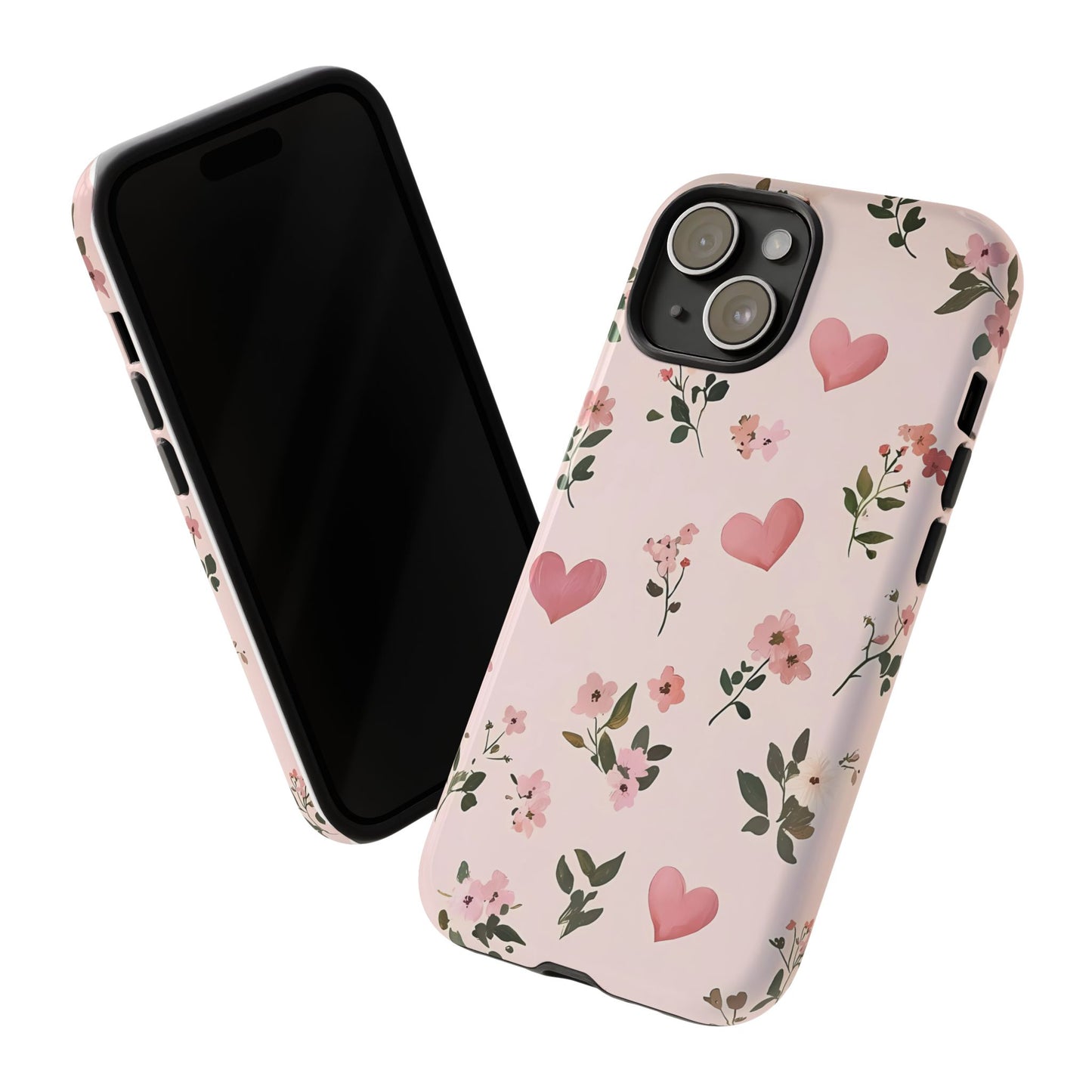 iPhone Case – Cute Pink Heart Flower Design