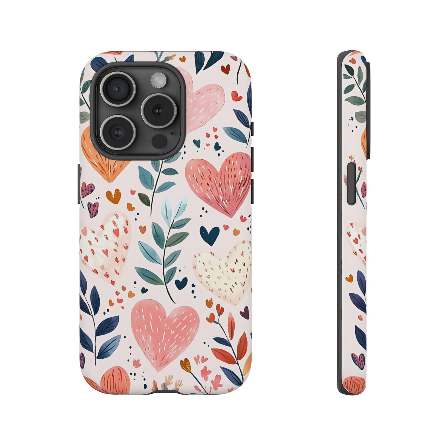 iPhone Case Cute Pink Heart Flower Phone Case Durable Trendy iPhone Tech Accessories