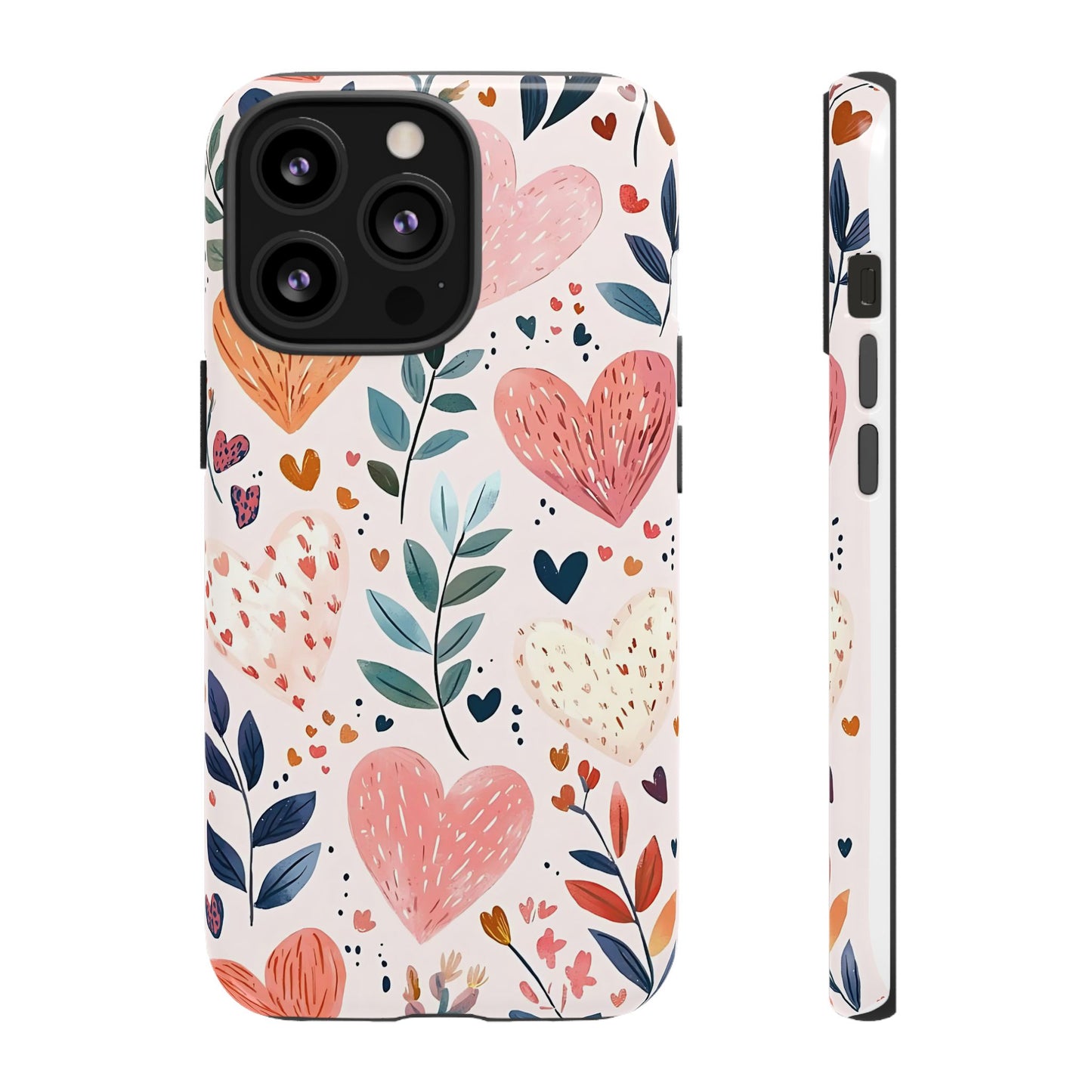 iPhone Case Cute Pink Heart Flower Phone Case Durable Trendy iPhone Tech Accessories