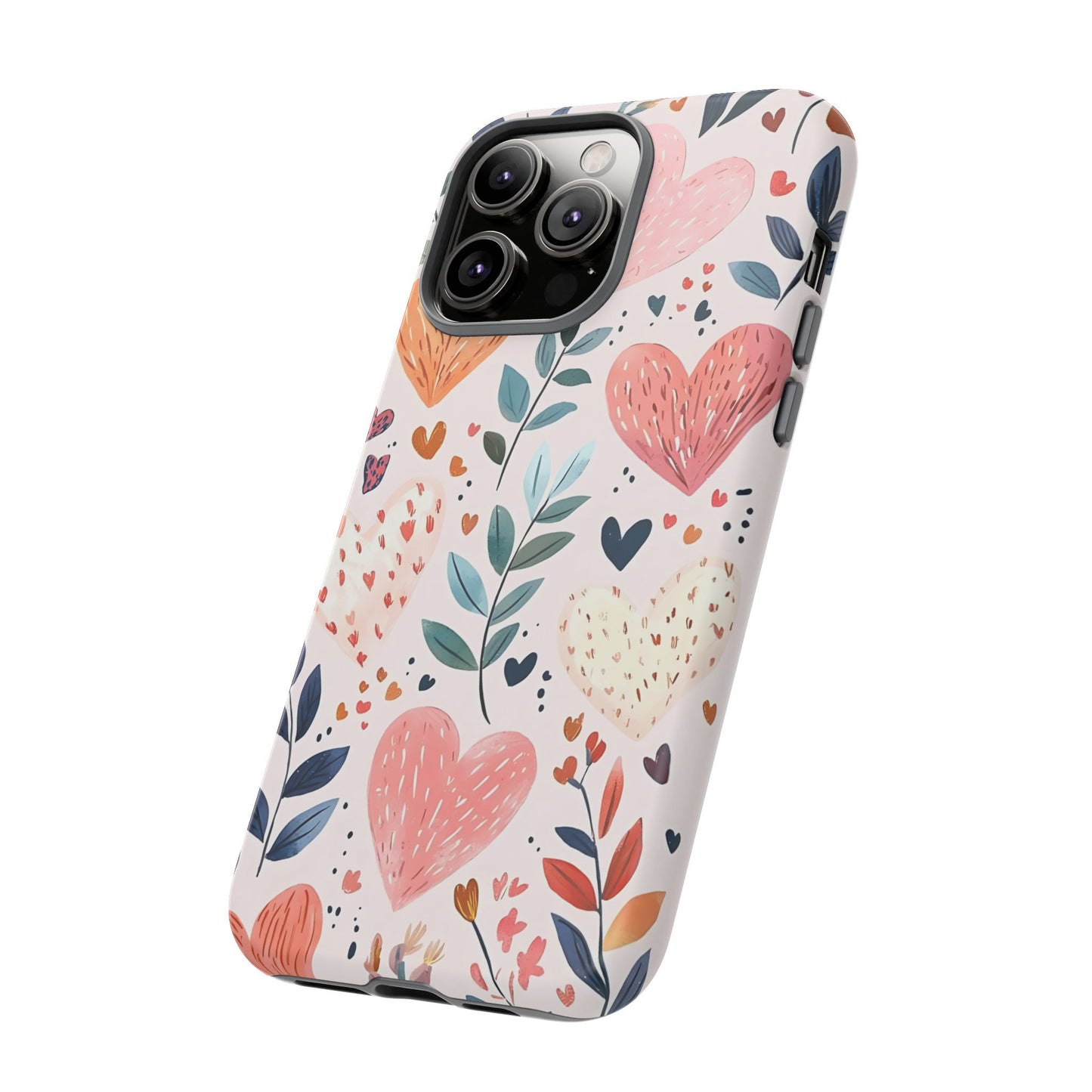 iPhone Case Cute Pink Heart Flower Phone Case Durable Trendy iPhone Tech Accessories