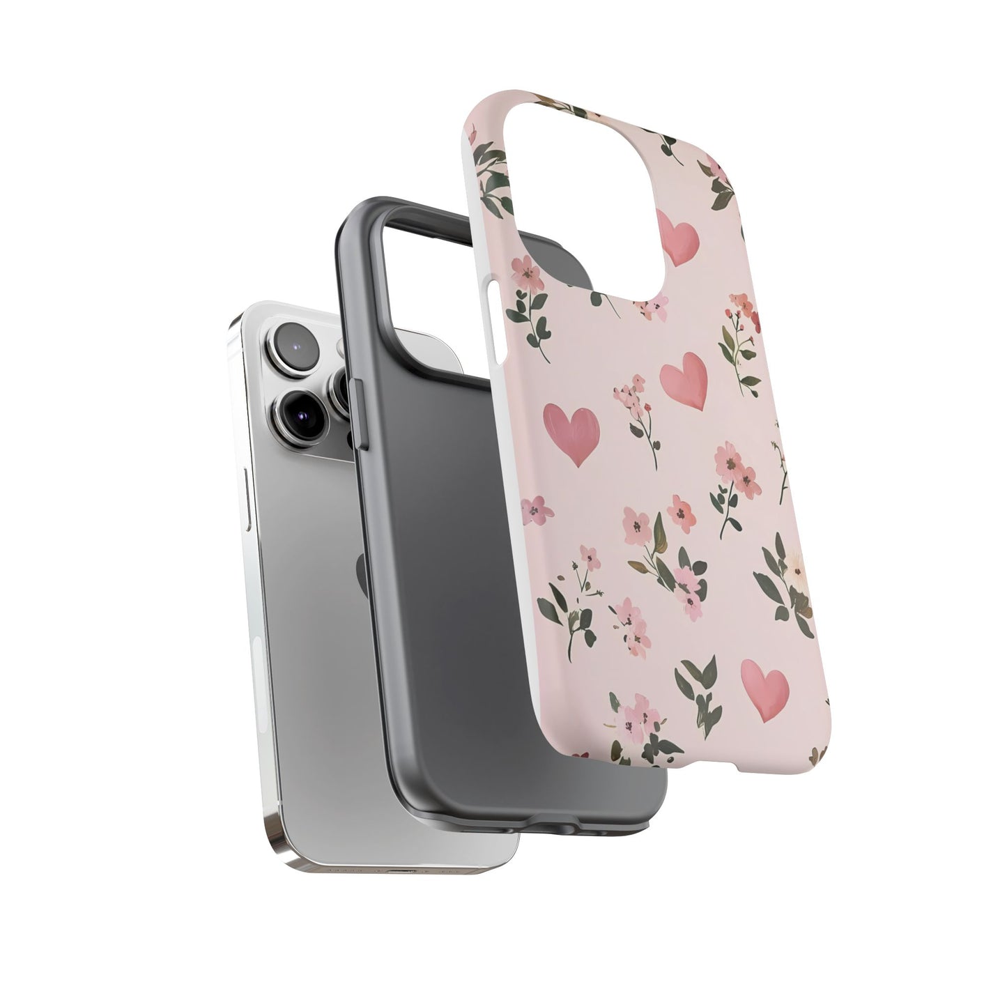 iPhone Case – Cute Pink Heart Flower Design