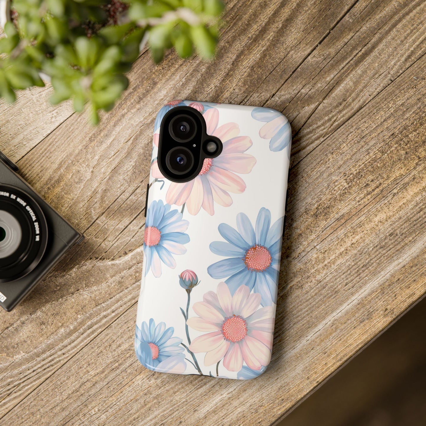 Cute iPhone Case – Blue and Pink Flowers