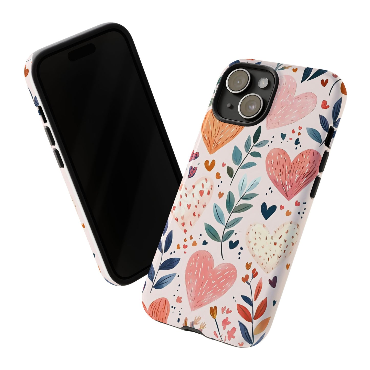 iPhone Case Cute Pink Heart Flower Phone Case Durable Trendy iPhone Tech Accessories