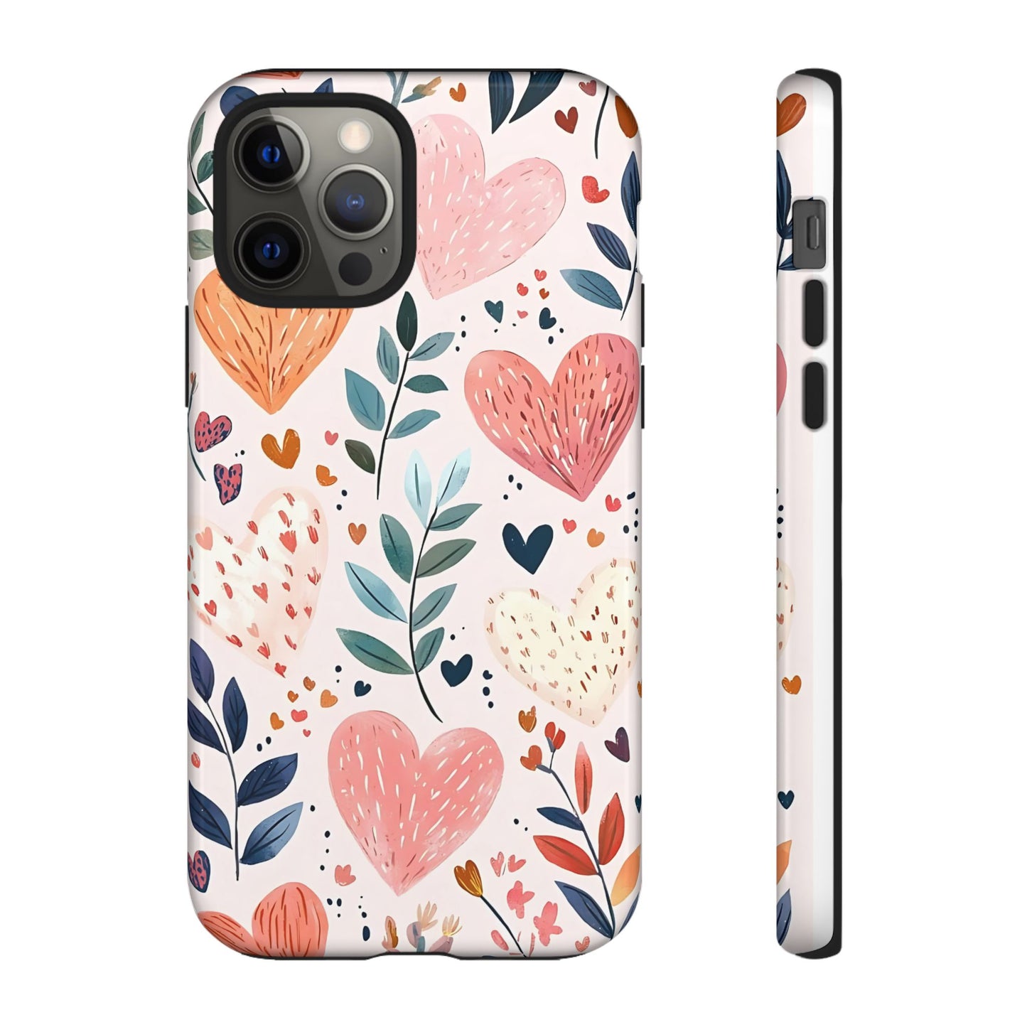 iPhone Case Cute Pink Heart Flower Phone Case Durable Trendy iPhone Tech Accessories