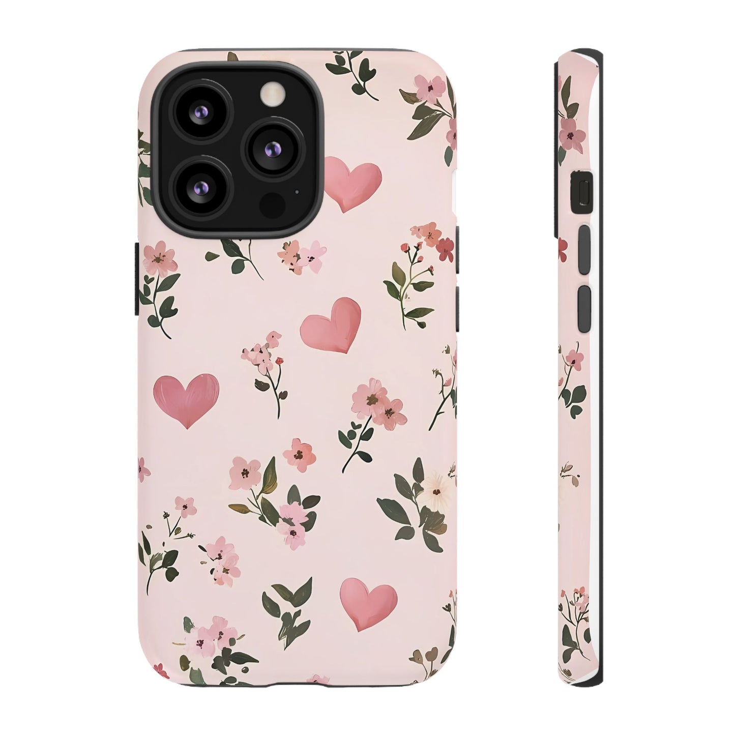 iPhone Case – Cute Pink Heart Flower Design