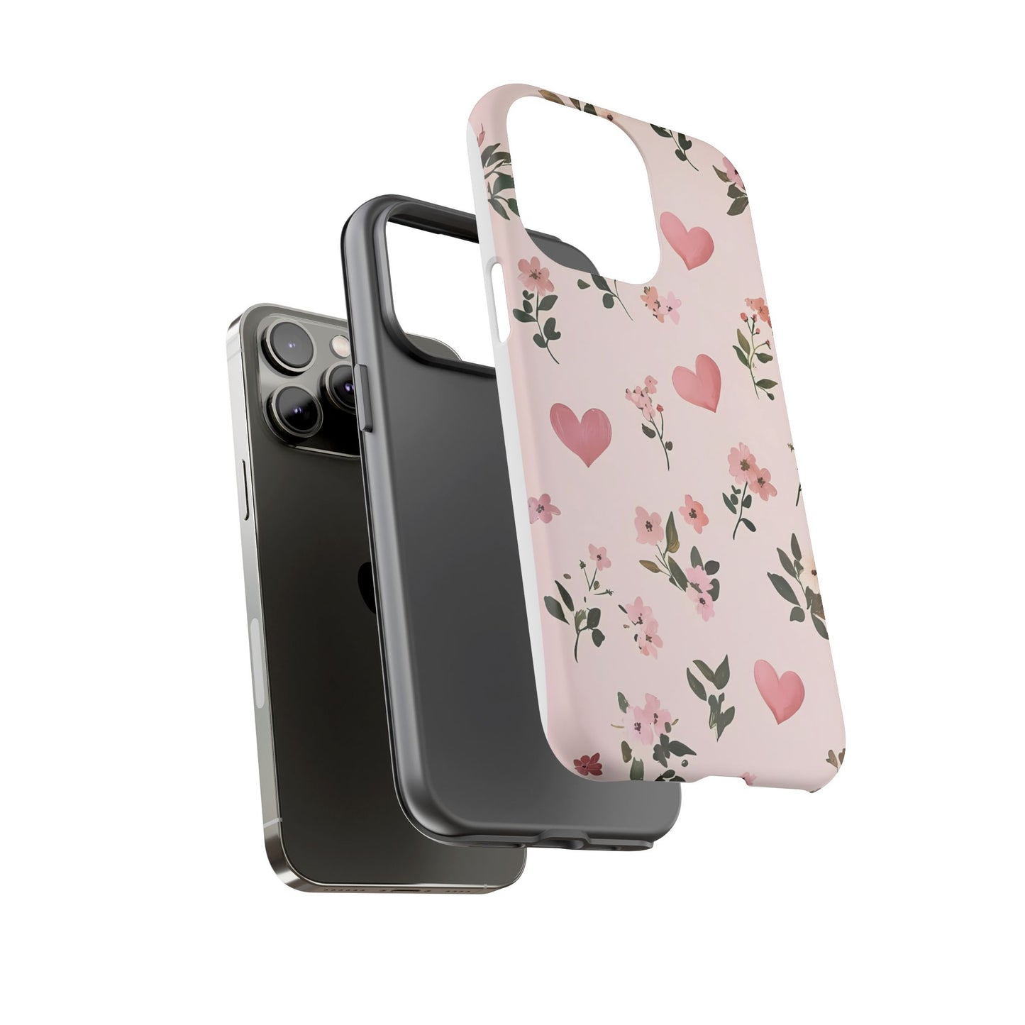 iPhone Case – Cute Pink Heart Flower Design