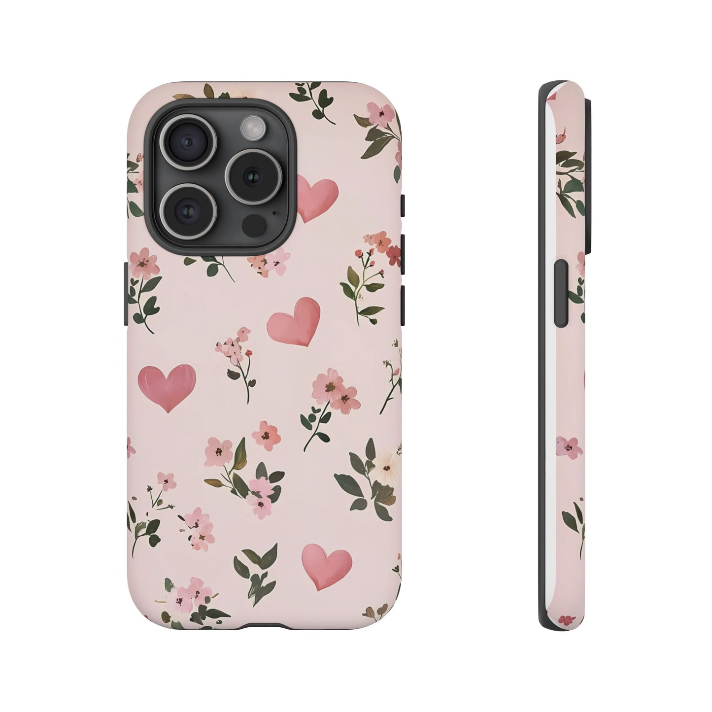 iPhone Case – Cute Pink Heart Flower Design