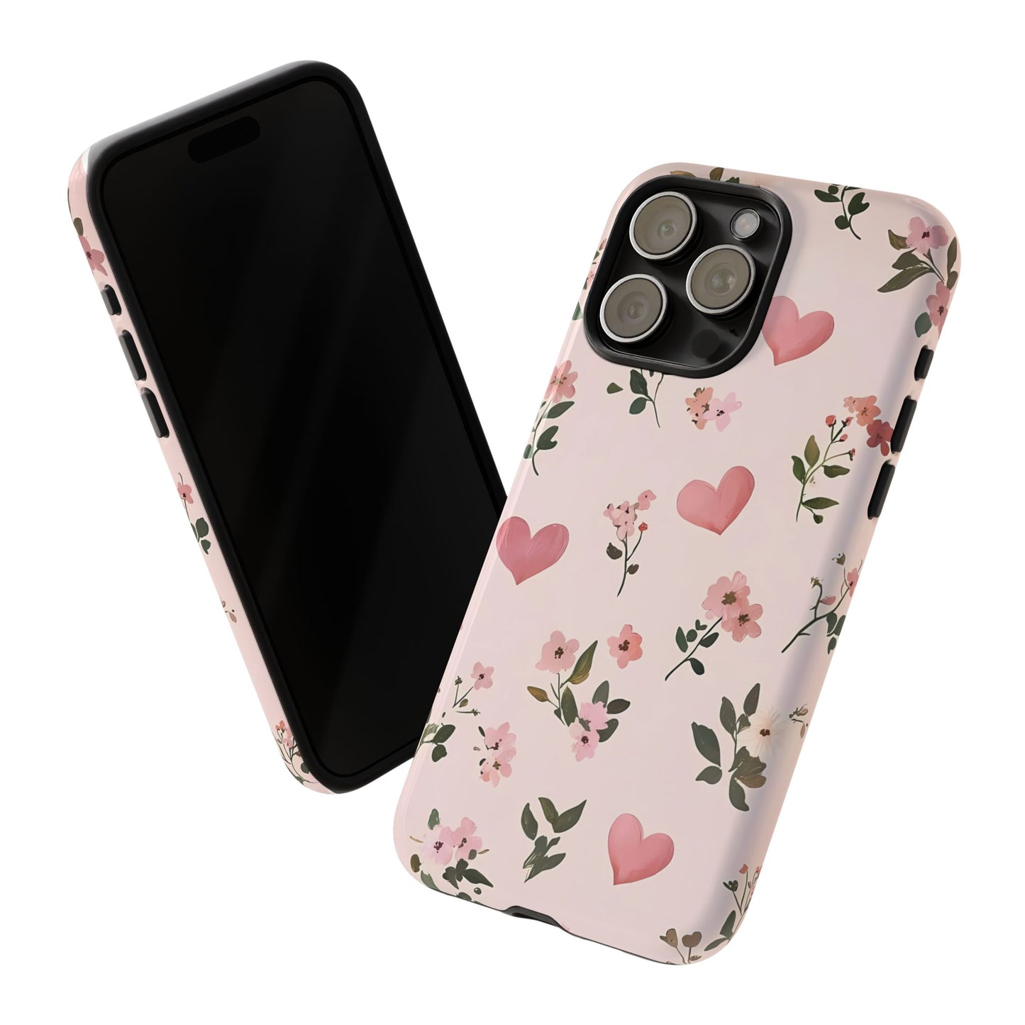 iPhone Case – Cute Pink Heart Flower Design