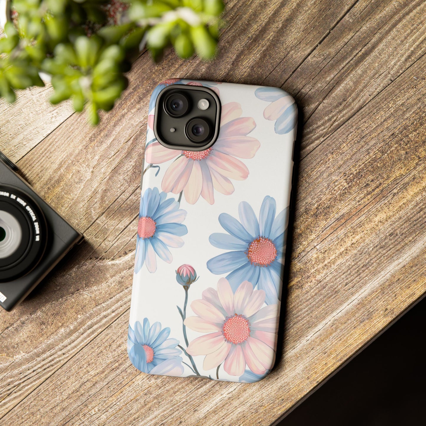 Cute iPhone Case – Blue and Pink Flowers