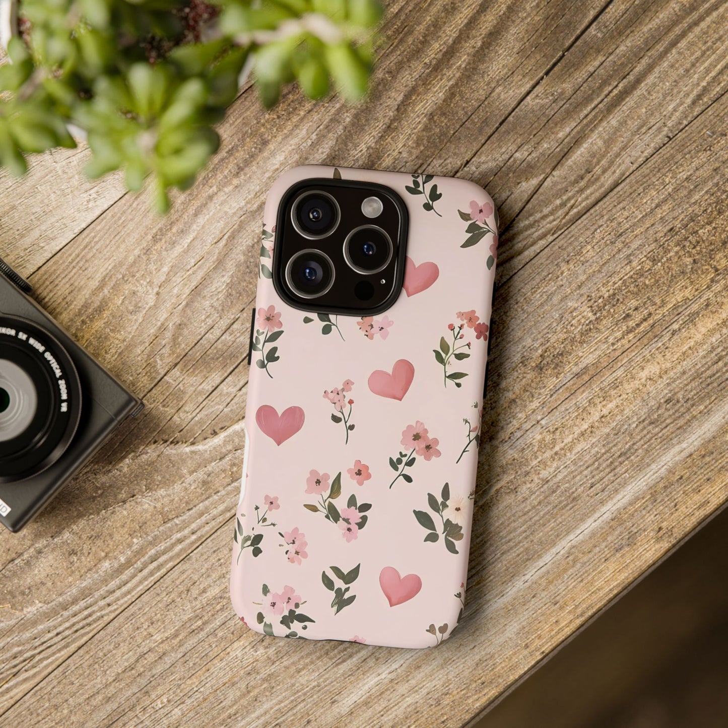 iPhone Case – Cute Pink Heart Flower Design