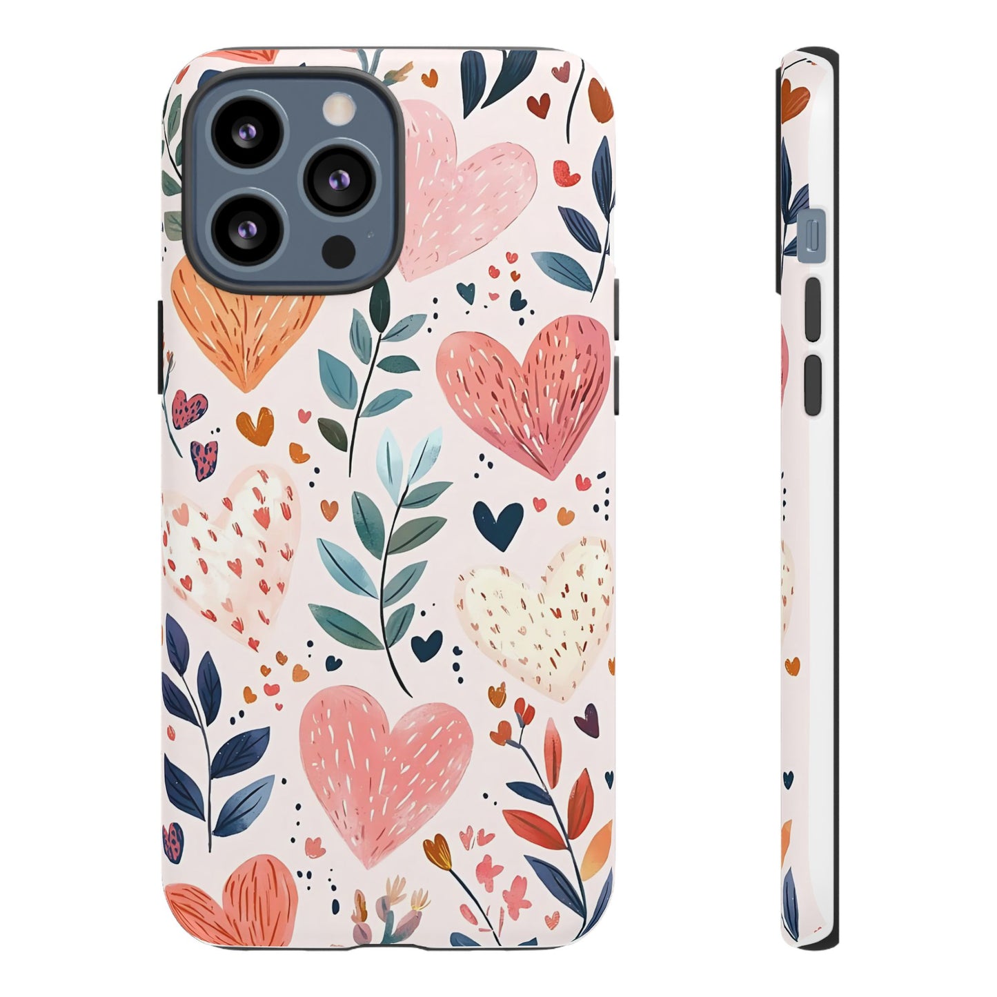 iPhone Case Cute Pink Heart Flower Phone Case Durable Trendy iPhone Tech Accessories