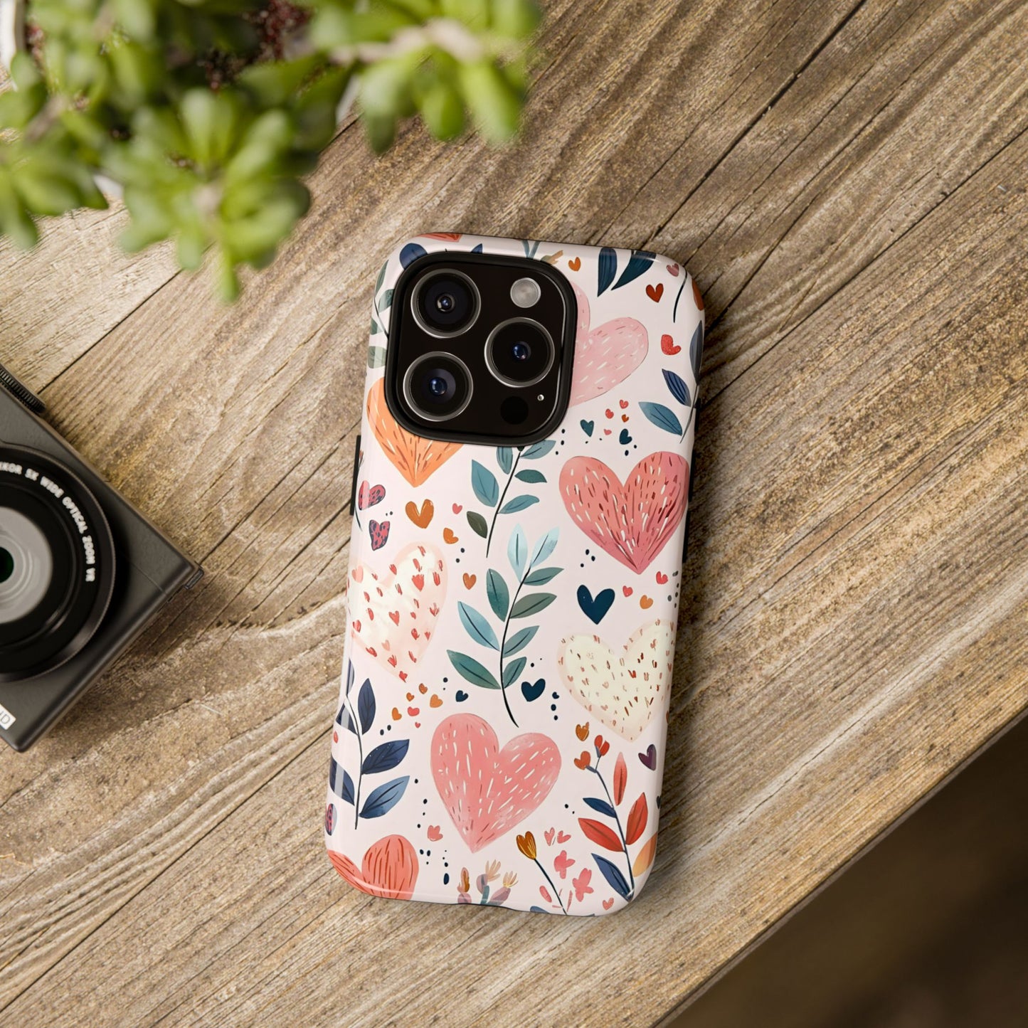 iPhone Case Cute Pink Heart Flower Phone Case Durable Trendy iPhone Tech Accessories