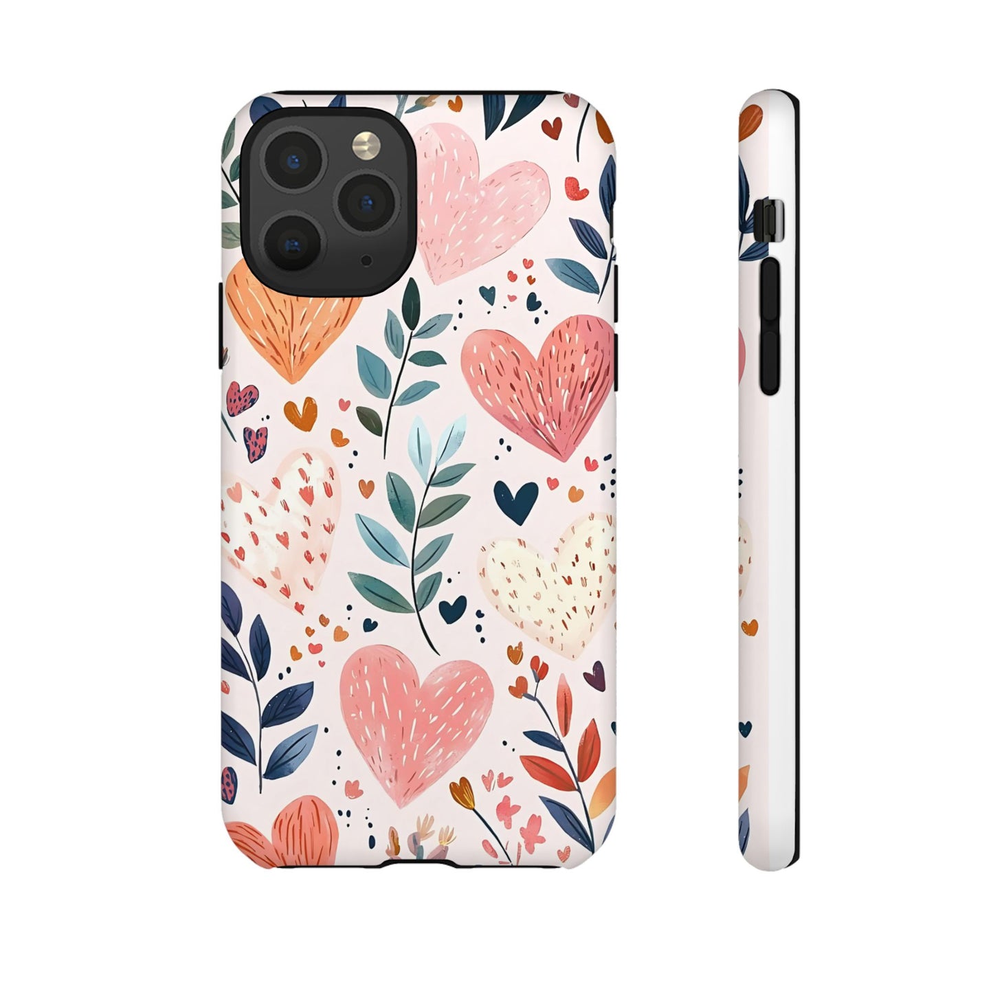 iPhone Case Cute Pink Heart Flower Phone Case Durable Trendy iPhone Tech Accessories