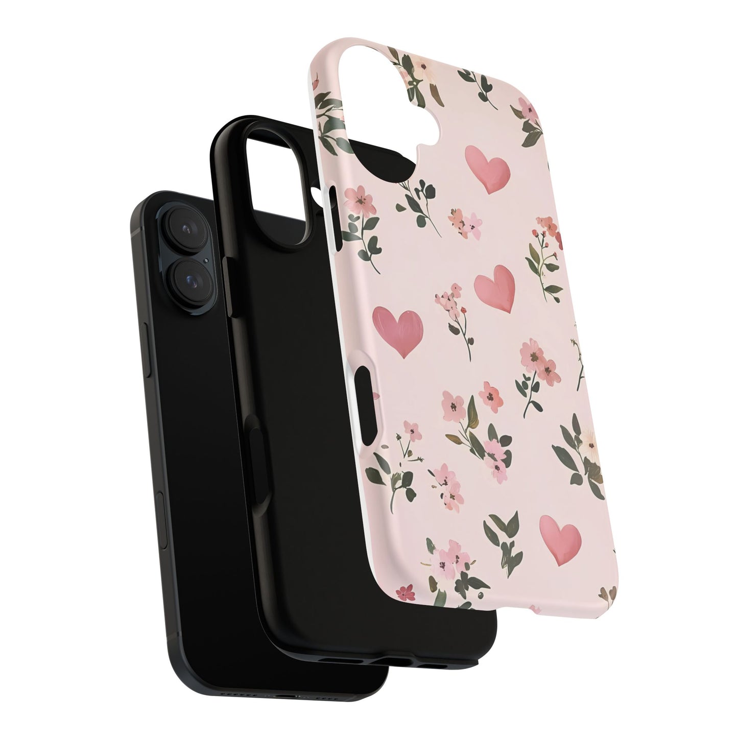 iPhone Case – Cute Pink Heart Flower Design