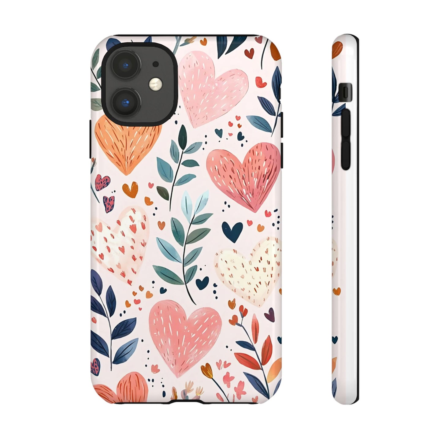 iPhone Case Cute Pink Heart Flower Phone Case Durable Trendy iPhone Tech Accessories