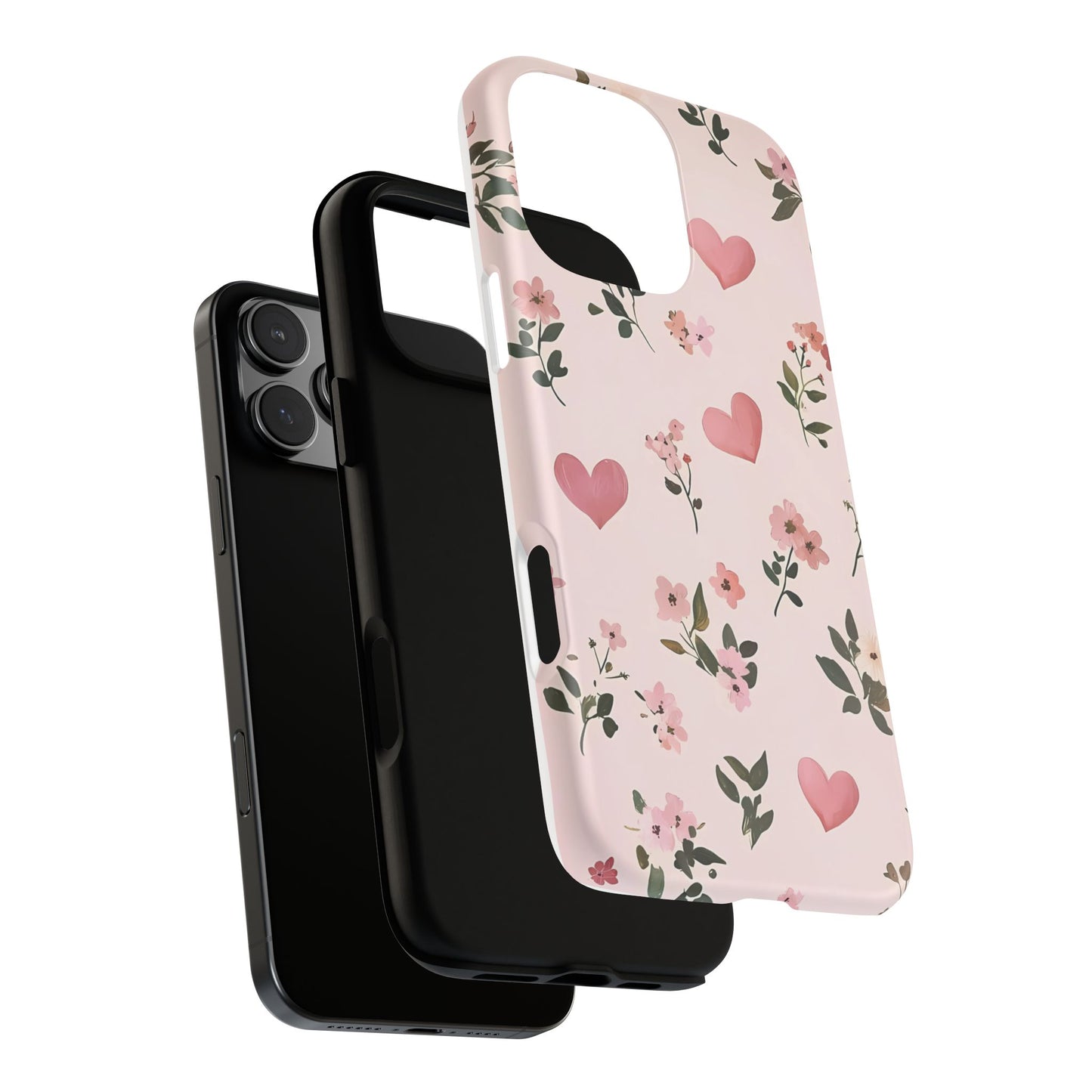 iPhone Case – Cute Pink Heart Flower Design