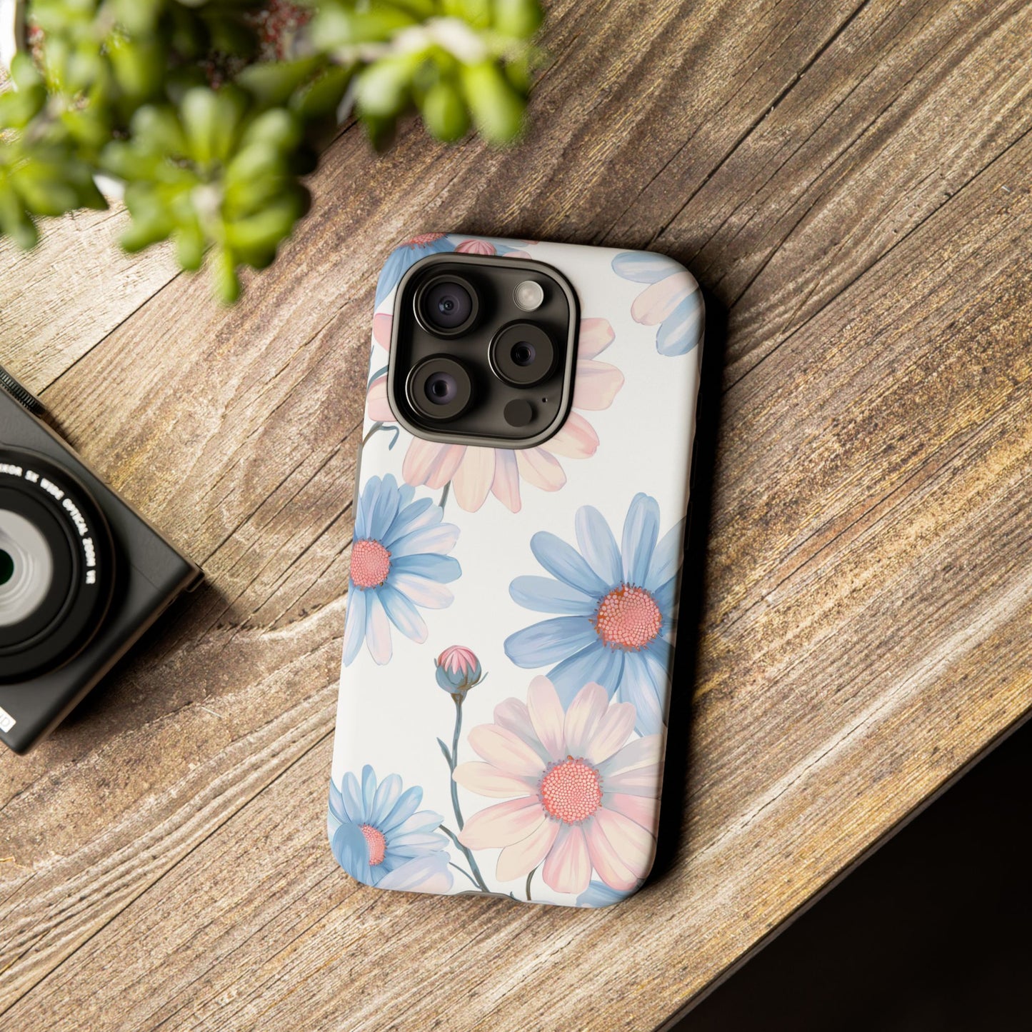 Cute iPhone Case – Blue and Pink Flowers