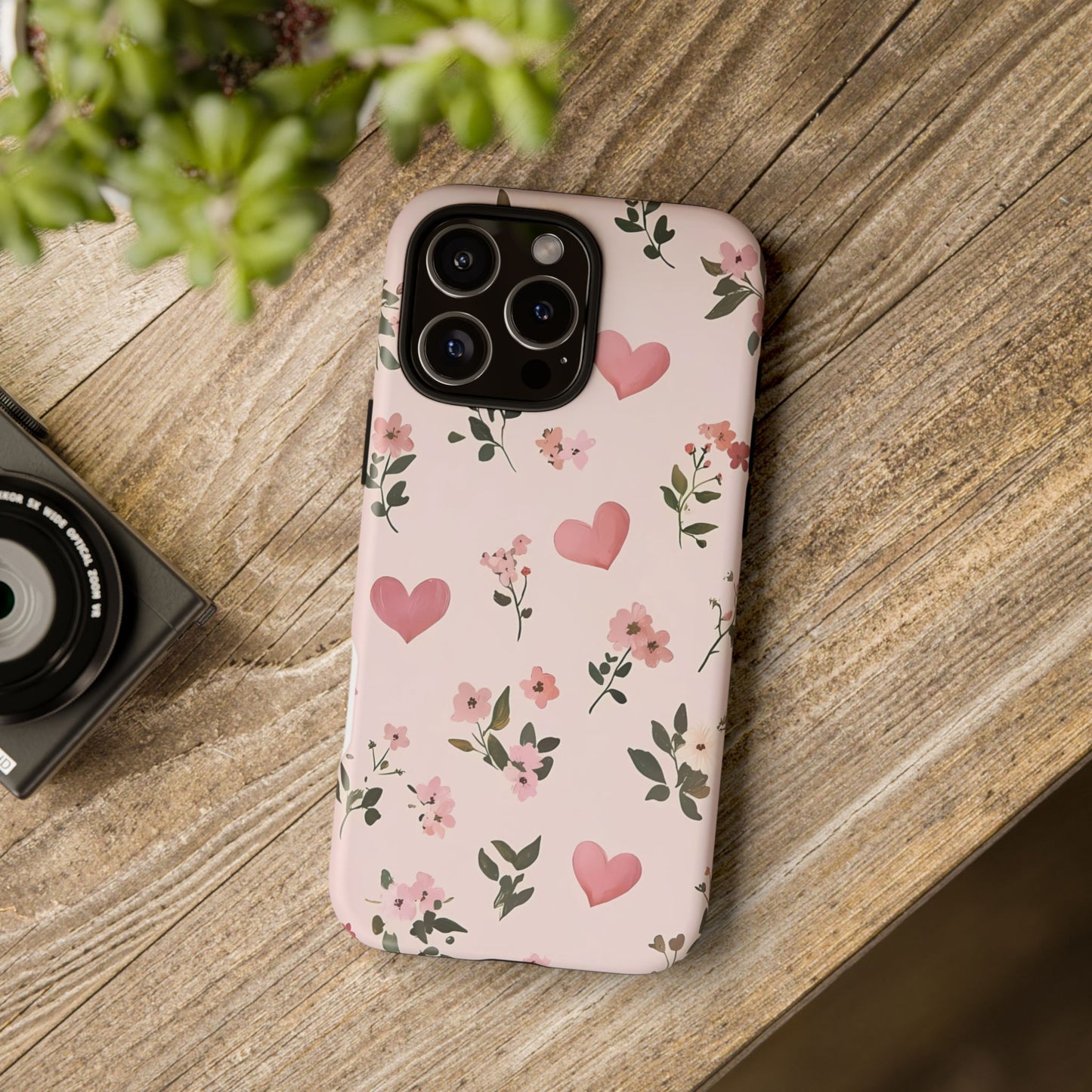 iPhone Case – Cute Pink Heart Flower Design