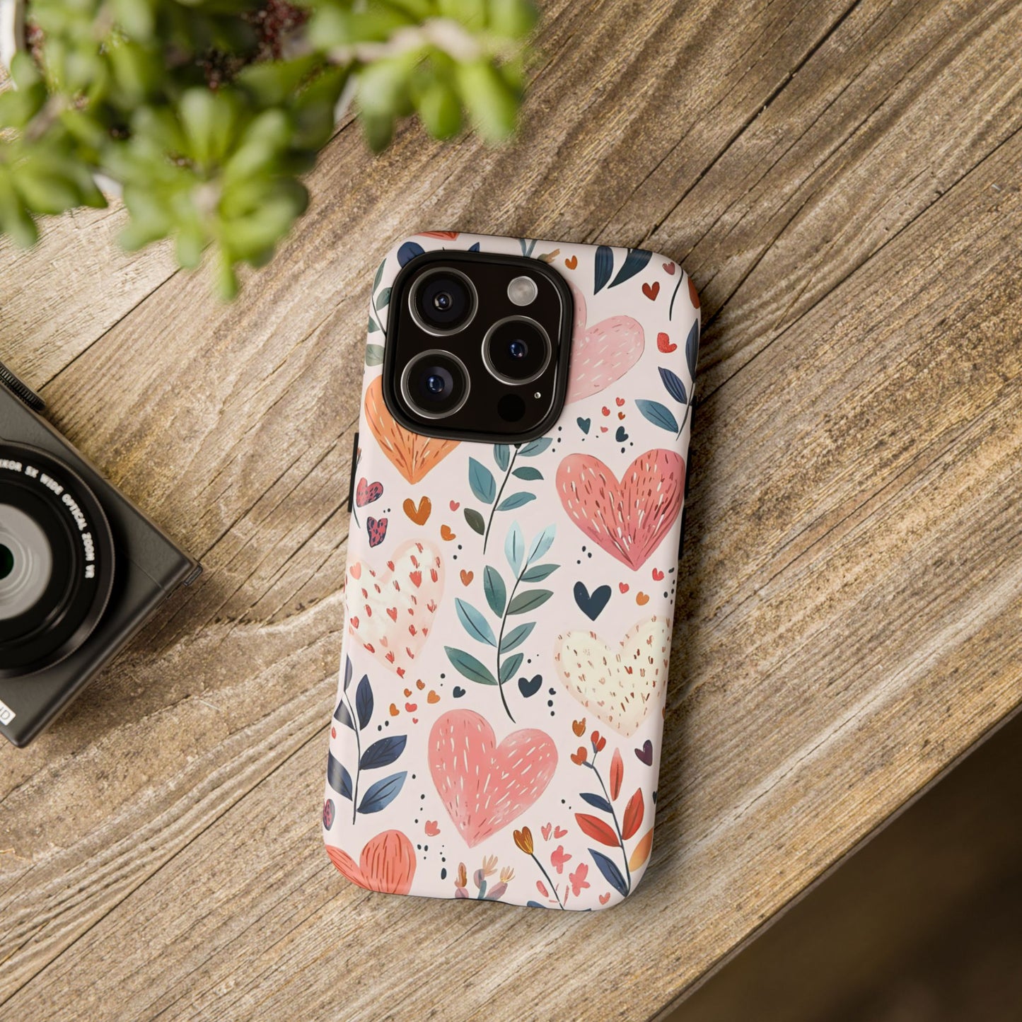 iPhone Case Cute Pink Heart Flower Phone Case Durable Trendy iPhone Tech Accessories