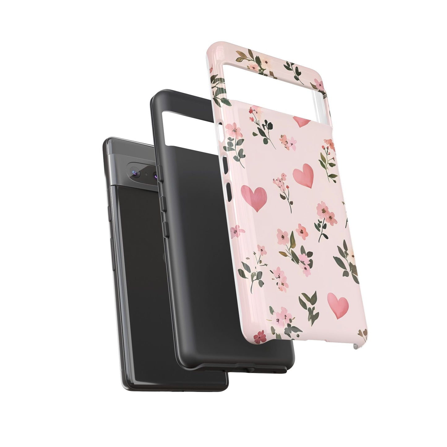 iPhone Case – Cute Pink Heart Flower Design