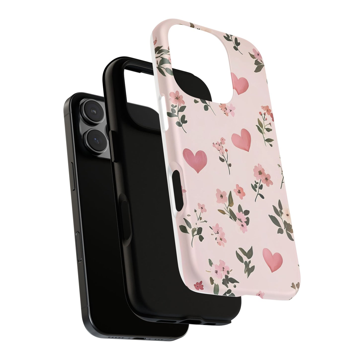 iPhone Case – Cute Pink Heart Flower Design