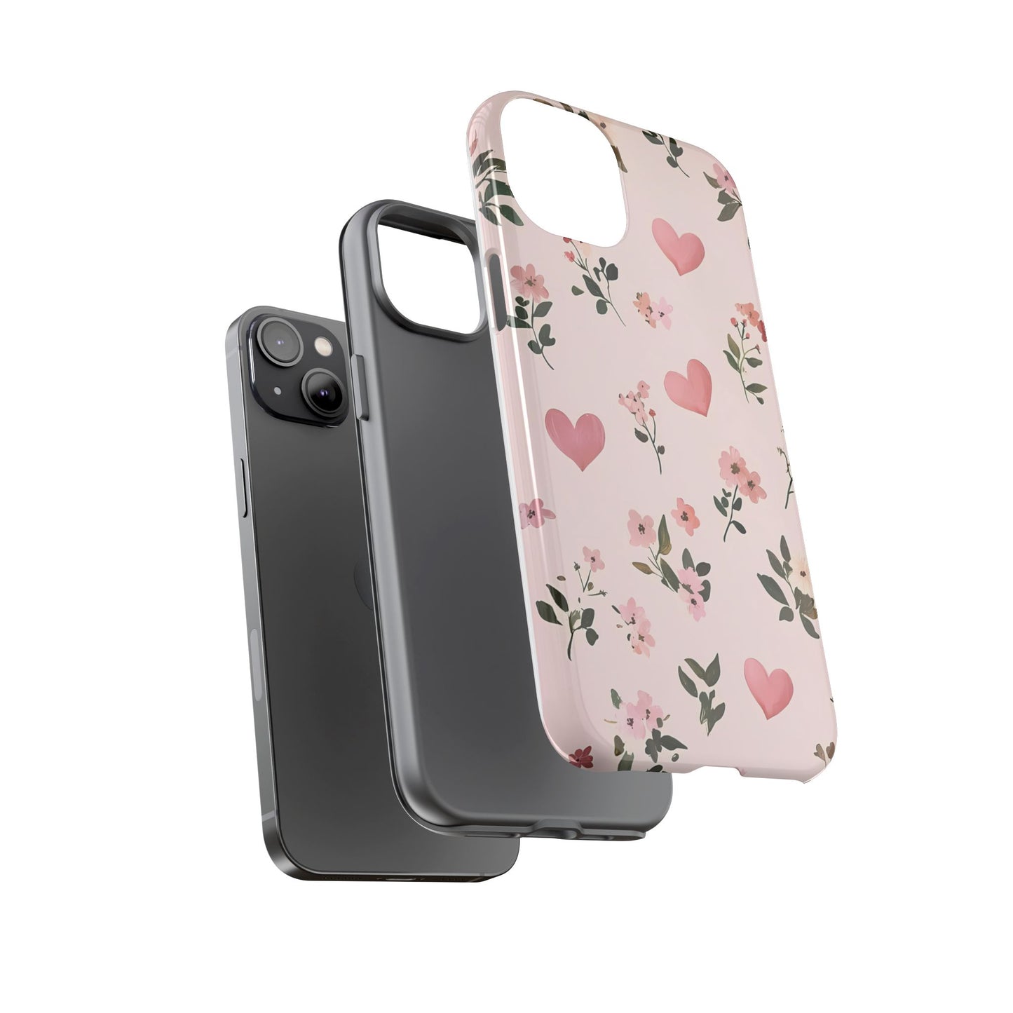 iPhone Case – Cute Pink Heart Flower Design