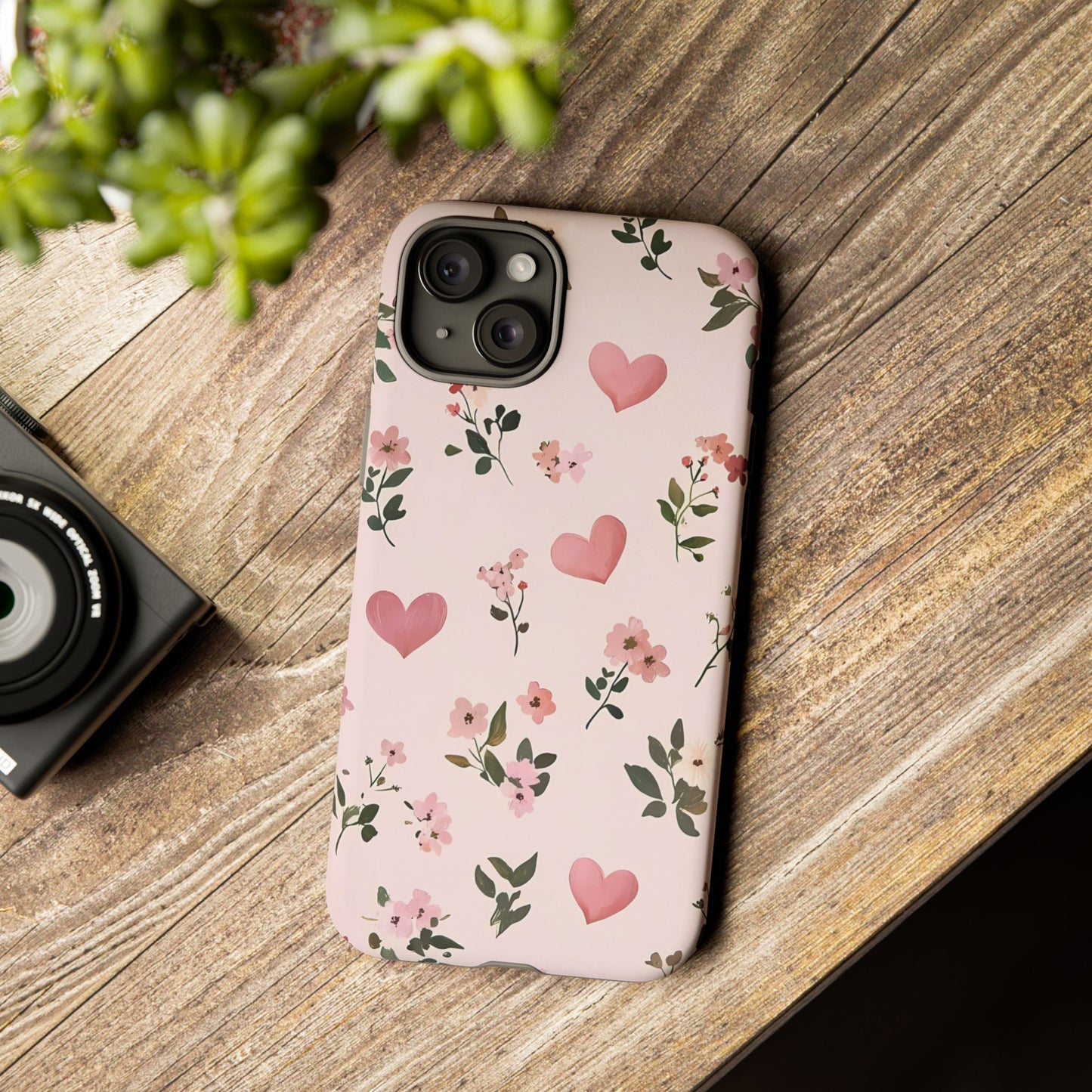 iPhone Case – Cute Pink Heart Flower Design