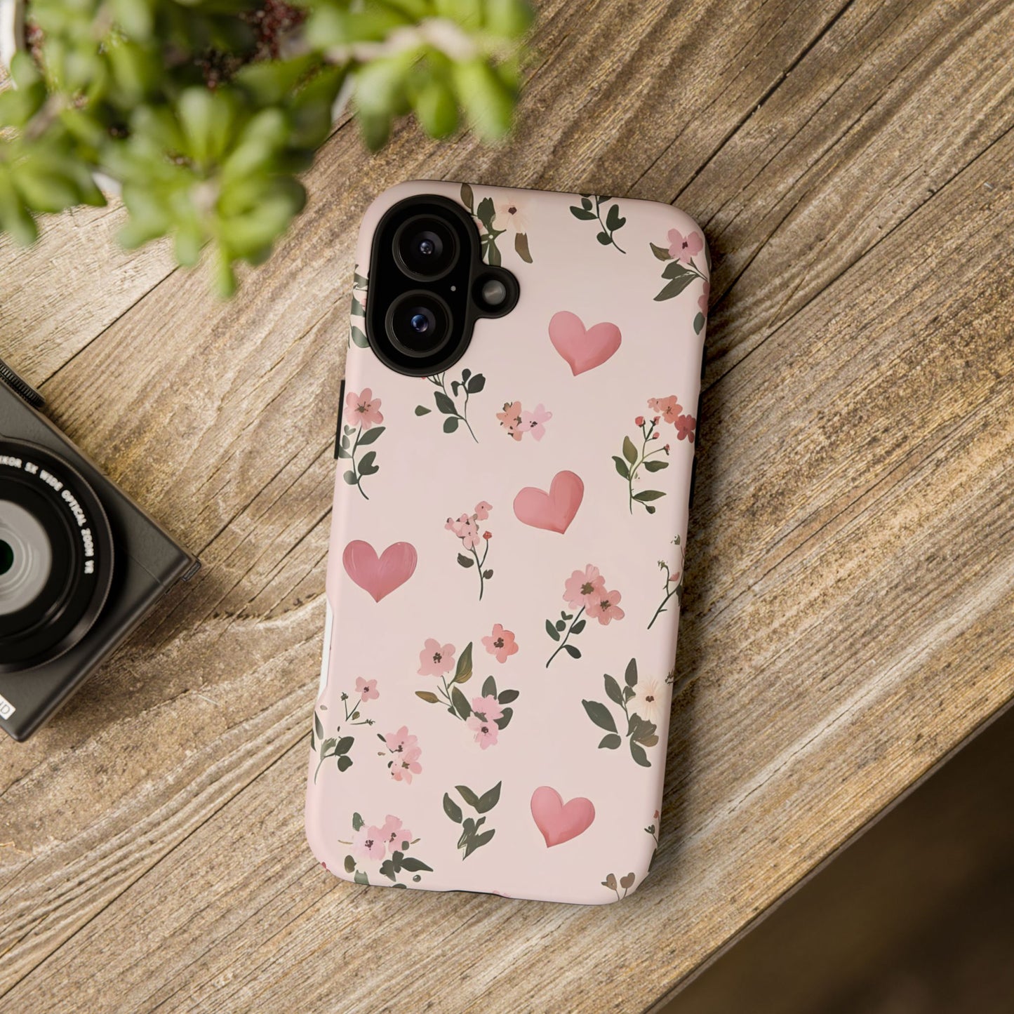 iPhone Case – Cute Pink Heart Flower Design