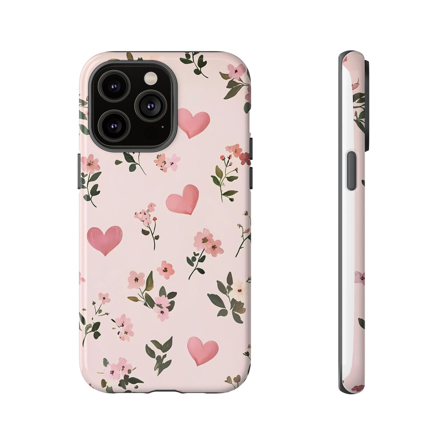 iPhone Case – Cute Pink Heart Flower Design