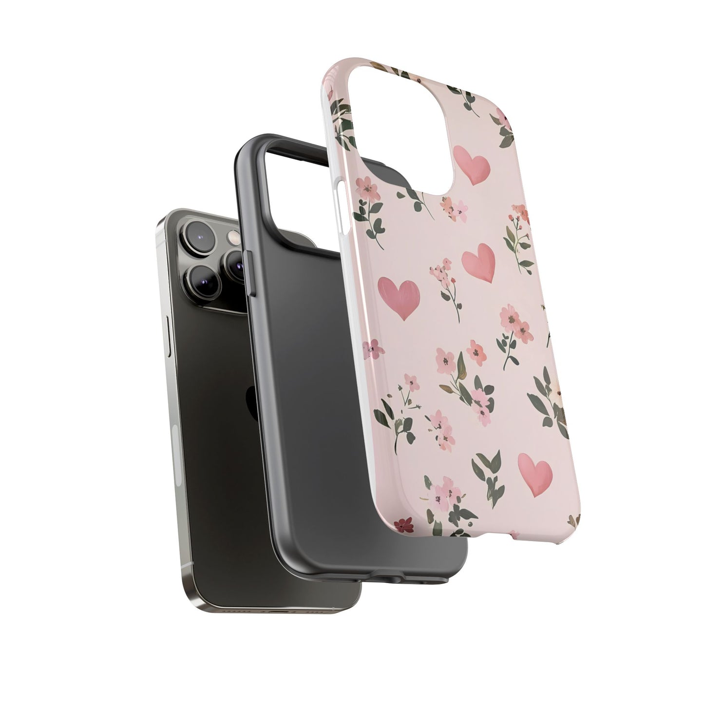 iPhone Case – Cute Pink Heart Flower Design