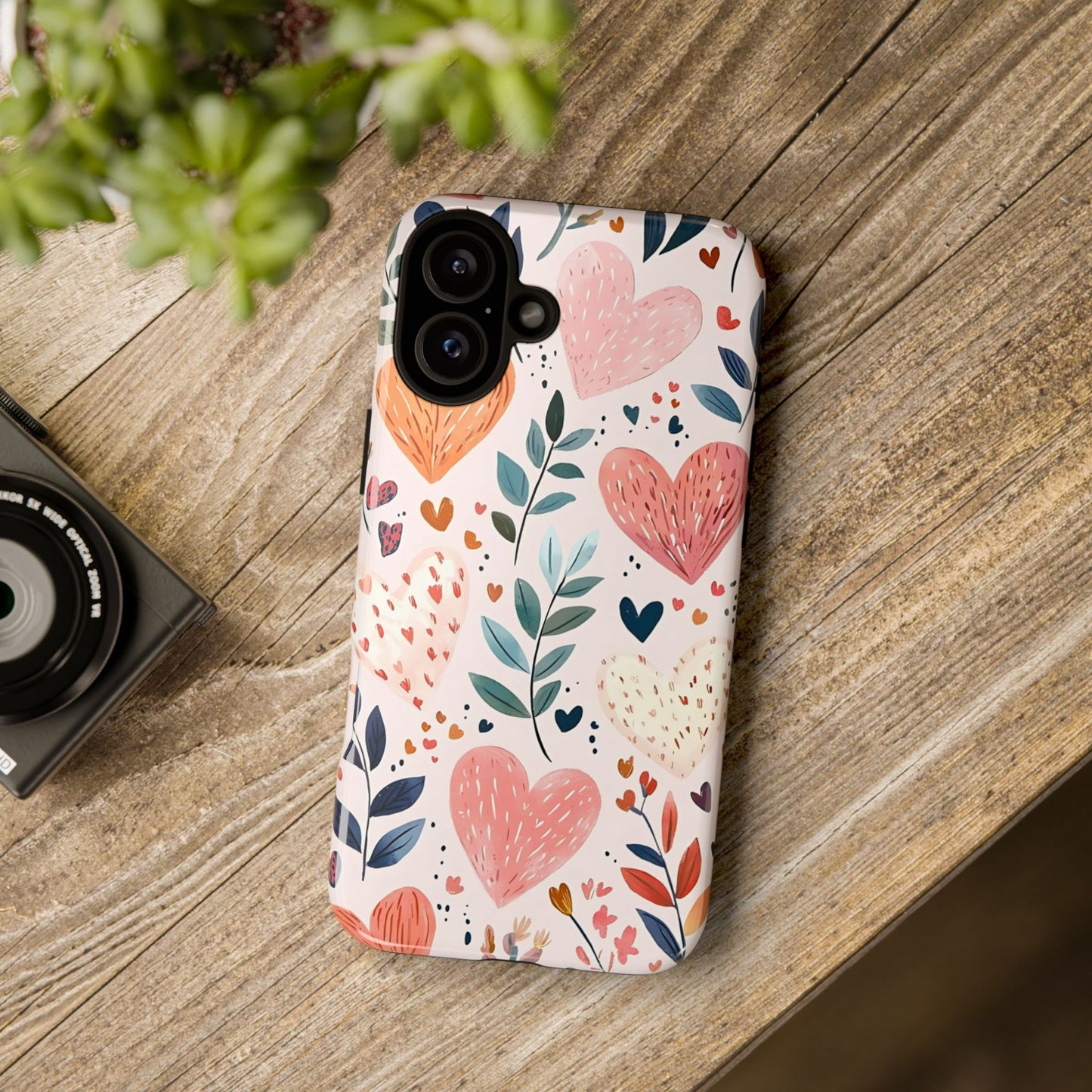 iPhone Case Cute Pink Heart Flower Phone Case Durable Trendy iPhone Tech Accessories