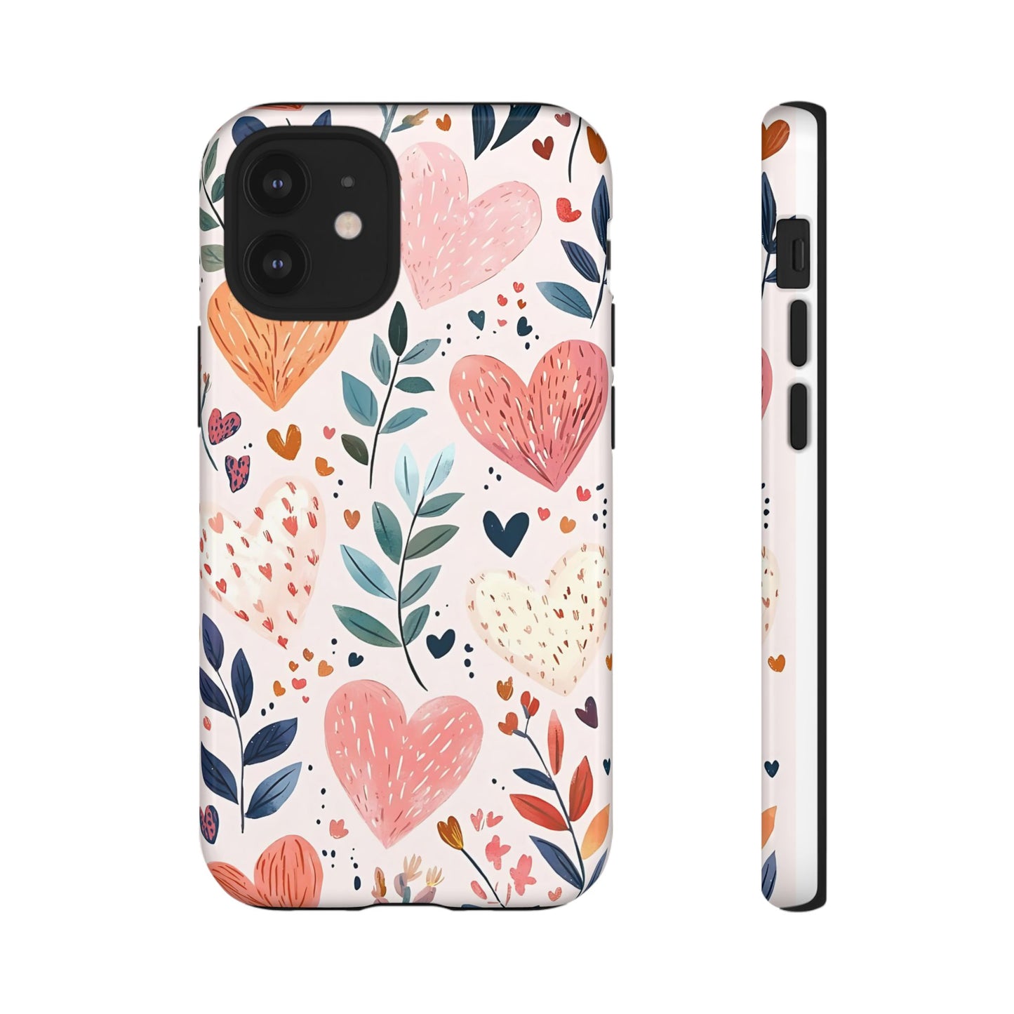 iPhone Case Cute Pink Heart Flower Phone Case Durable Trendy iPhone Tech Accessories