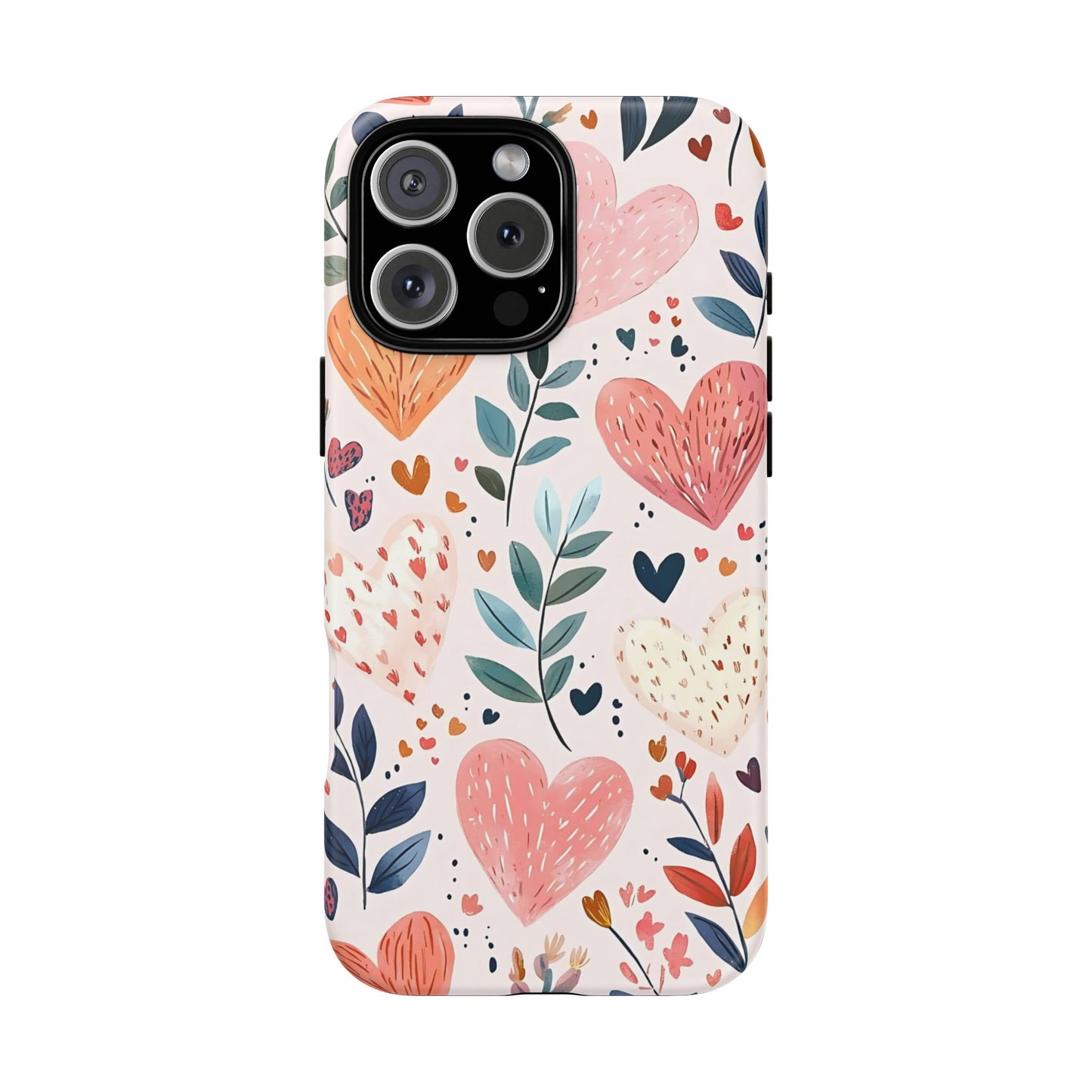 iPhone Case Cute Pink Heart Flower Phone Case Durable Trendy iPhone Tech Accessories