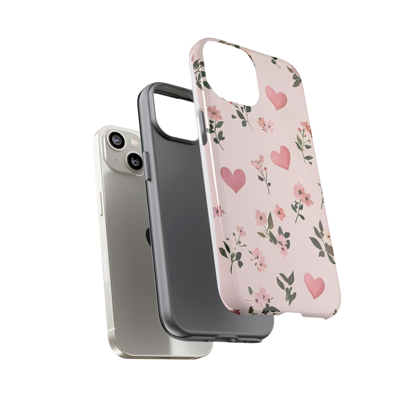 iPhone Case – Cute Pink Heart Flower Design