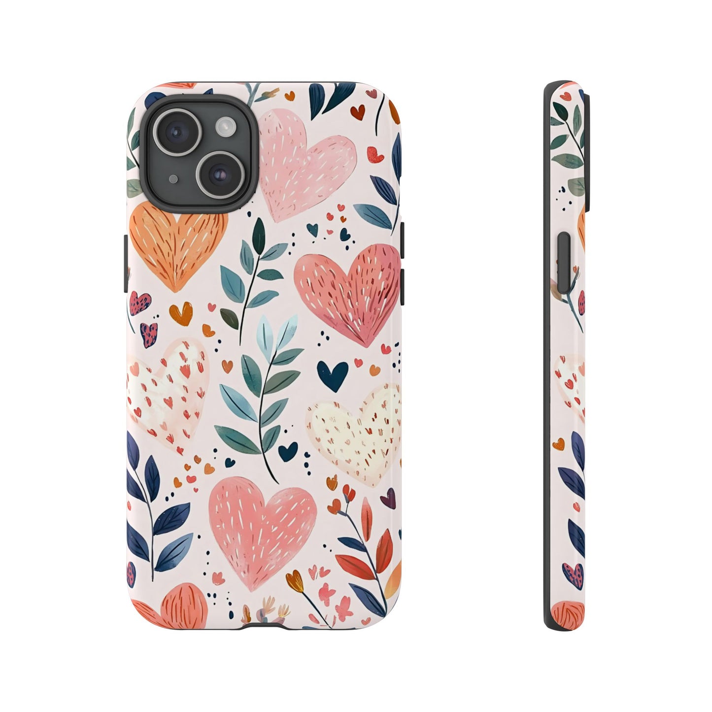 iPhone Case Cute Pink Heart Flower Phone Case Durable Trendy iPhone Tech Accessories