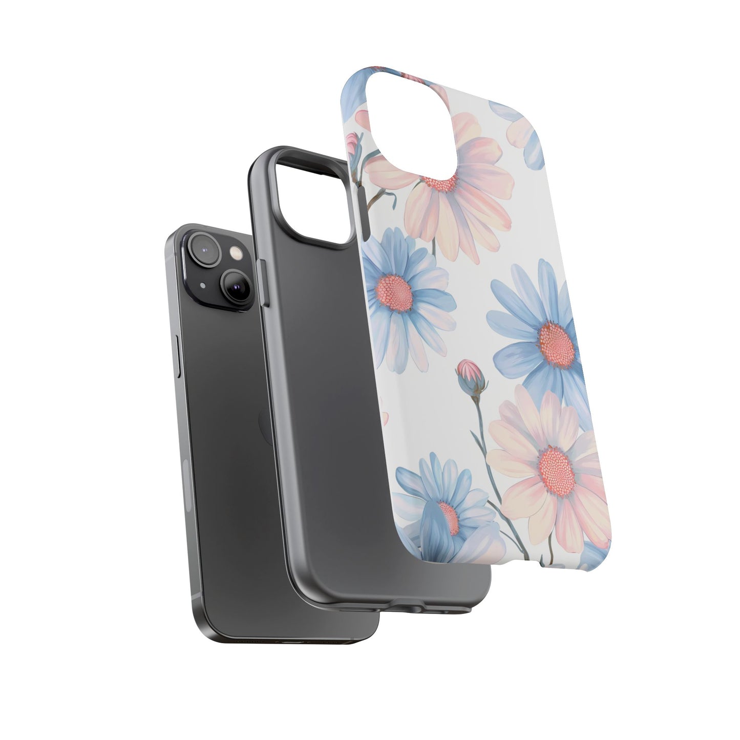 Cute iPhone Case – Blue and Pink Flowers